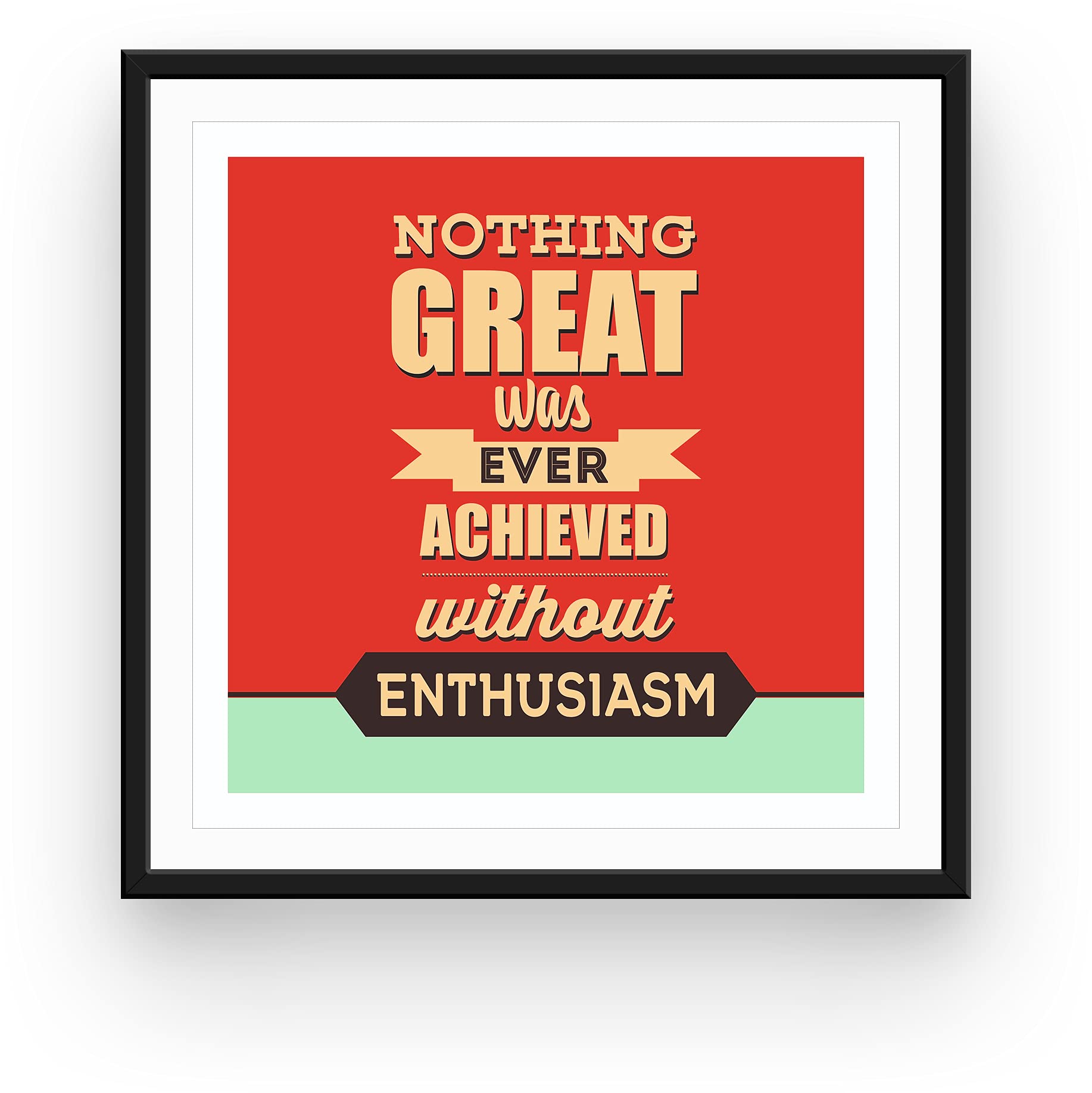 LAB NO 4 Nothing Great was Ever Motivational Quote Framed Poster in (11 X 11) Size