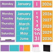 Colorful Magnetic Classroom Calendar for Whiteboard - 63 PCS Calendar Magnets Set with 2 Storage Boxes for Classroom & Home Decor