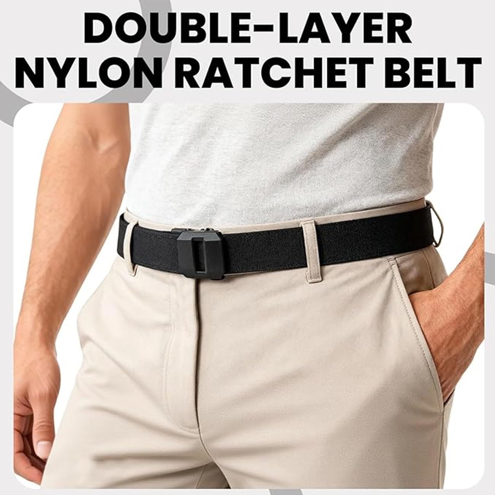 Cinturón de trinquete de nailon EDC, cinturones de trinquete tácticos for hombres Cinturón de tela deslizante con hebilla deslizante automática Ajuste ajustable