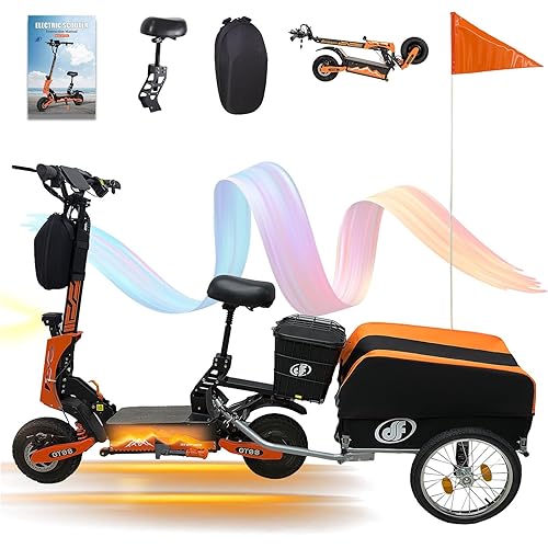 DOF 60V 27AH Electric Scooter for Adults, 5600W Dual Motor Commuter with 50MPH Speed & 40 Miles Range, Dual Brake System, Shock Absorption, 11" Vacuum Off-Road Tires, Folding E-Scooter Detachable Seat