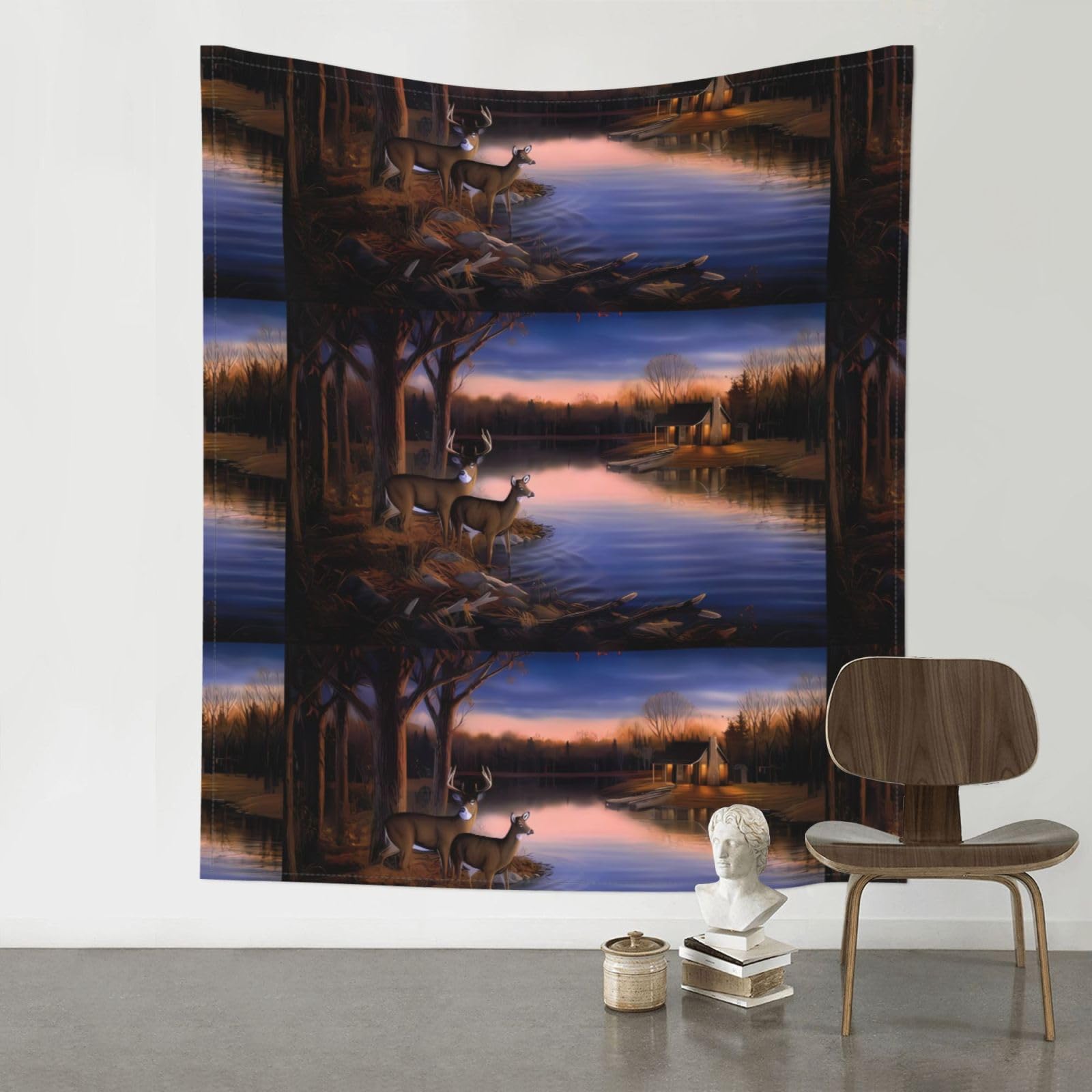 WHJSSF Nature wild Animal Deers Prints Wall Tapestry 60x51in - Boho Decor Throw for Bedroom, Dorm, Picnic & Outdoor Adventures