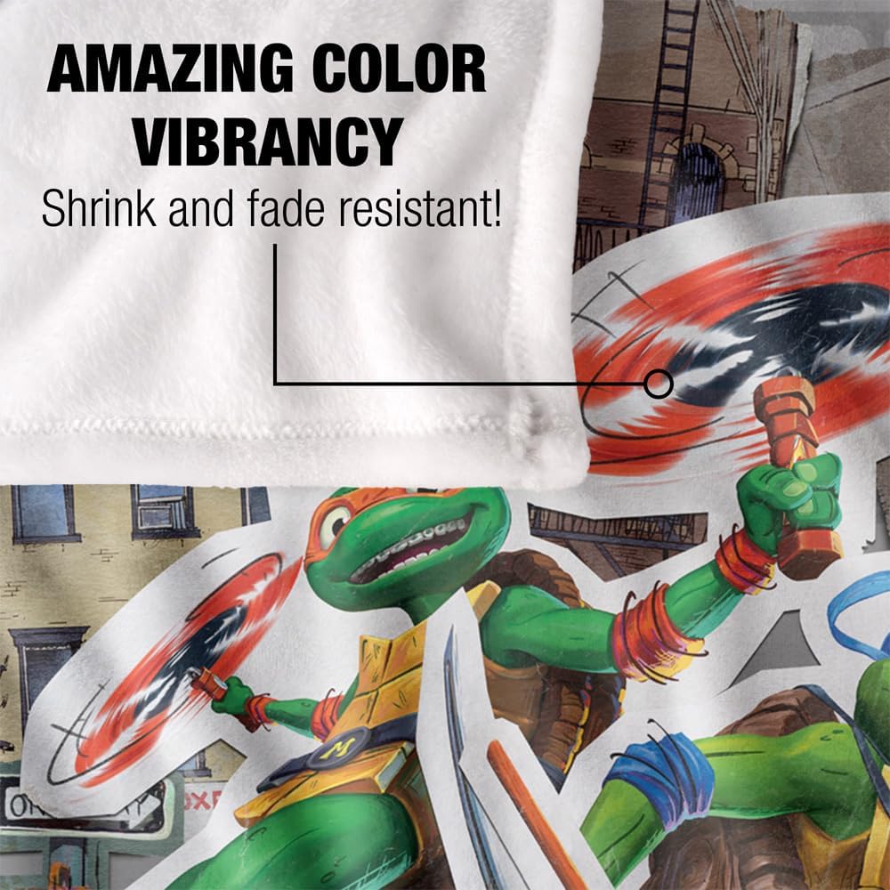 Teenage Mutant Ninja Turtles: Mutant Mayhem Blanket, 50"x60" Heroes in A Half Shell Silky Touch Super Soft Throw Blanket