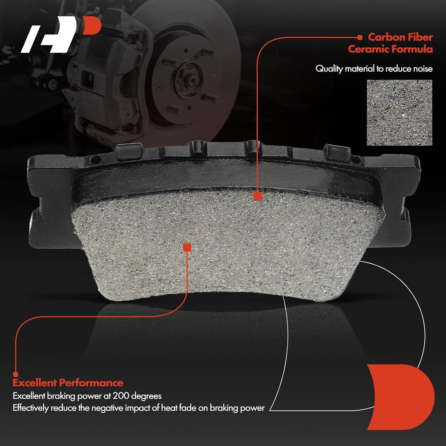 A-Premium Rear Disc Brake Calipers with Ceramic Pads Compatible with Toyota RAV4 2006 2007 2008 2009 2010 2011 2012 6-PC Set