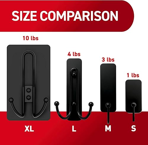 Miniatura 7 de Command Gancho triple negro mate XL, 1 gancho, 3 tiras, ganchos de pared colgantes sin daños con tiras adhesivas, ganchos de pared sin herramientas