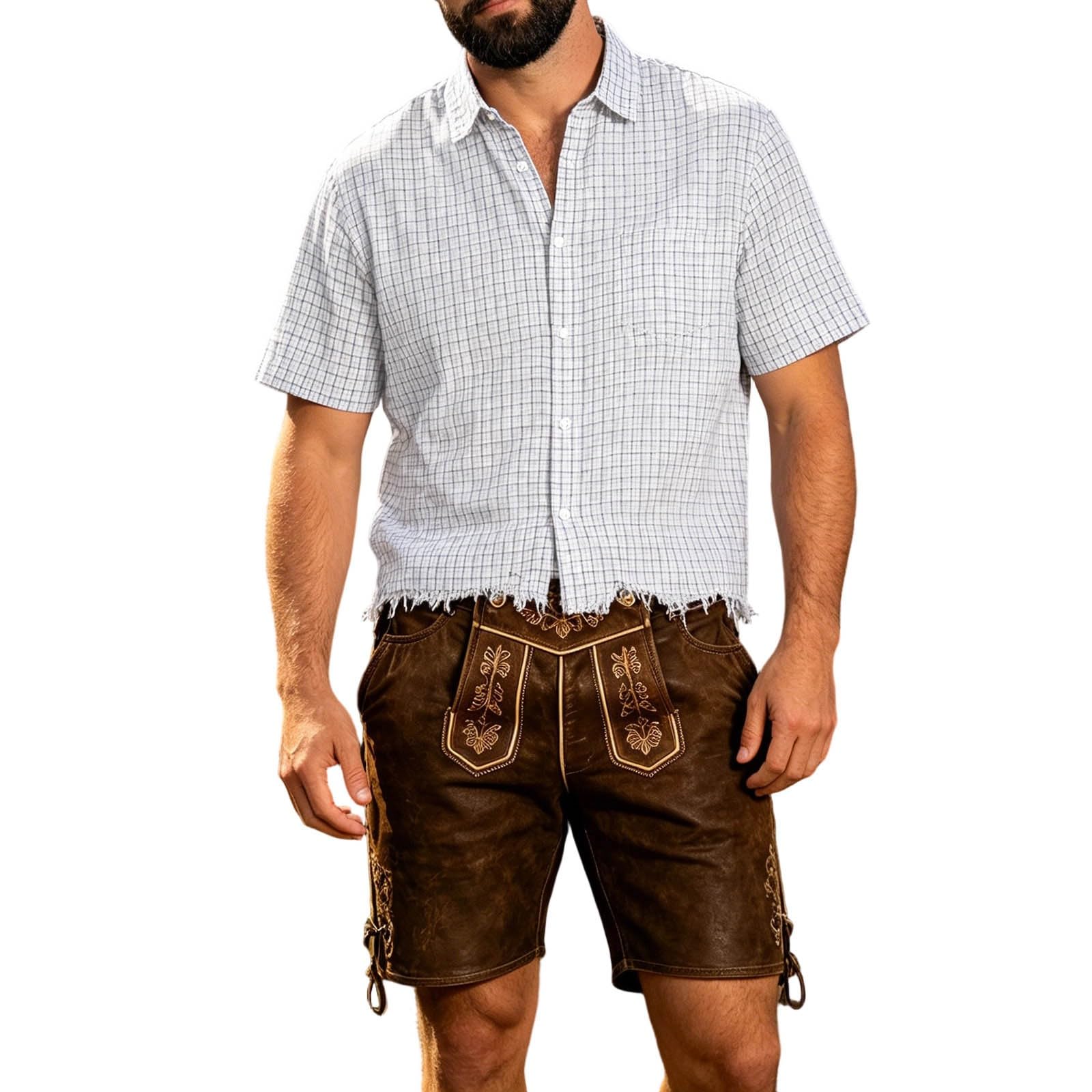 Camisa de ocio para hombre a cuadros transpirable para el calor 8