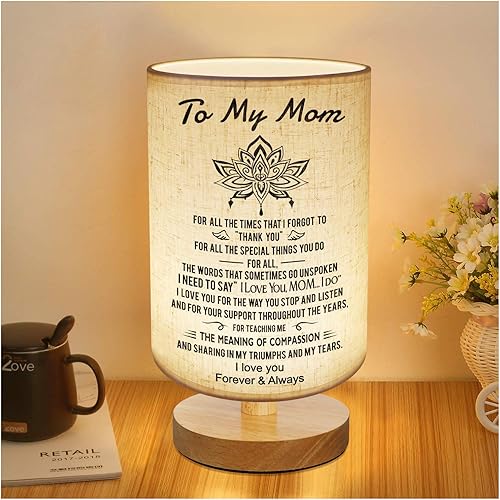 Miniatura 4 de Regalos de cumpleaños para el día de la madre con texto en inglés "To My Mom", lámpara de mesa de noche regulable, lámpara de escritorio de tela,