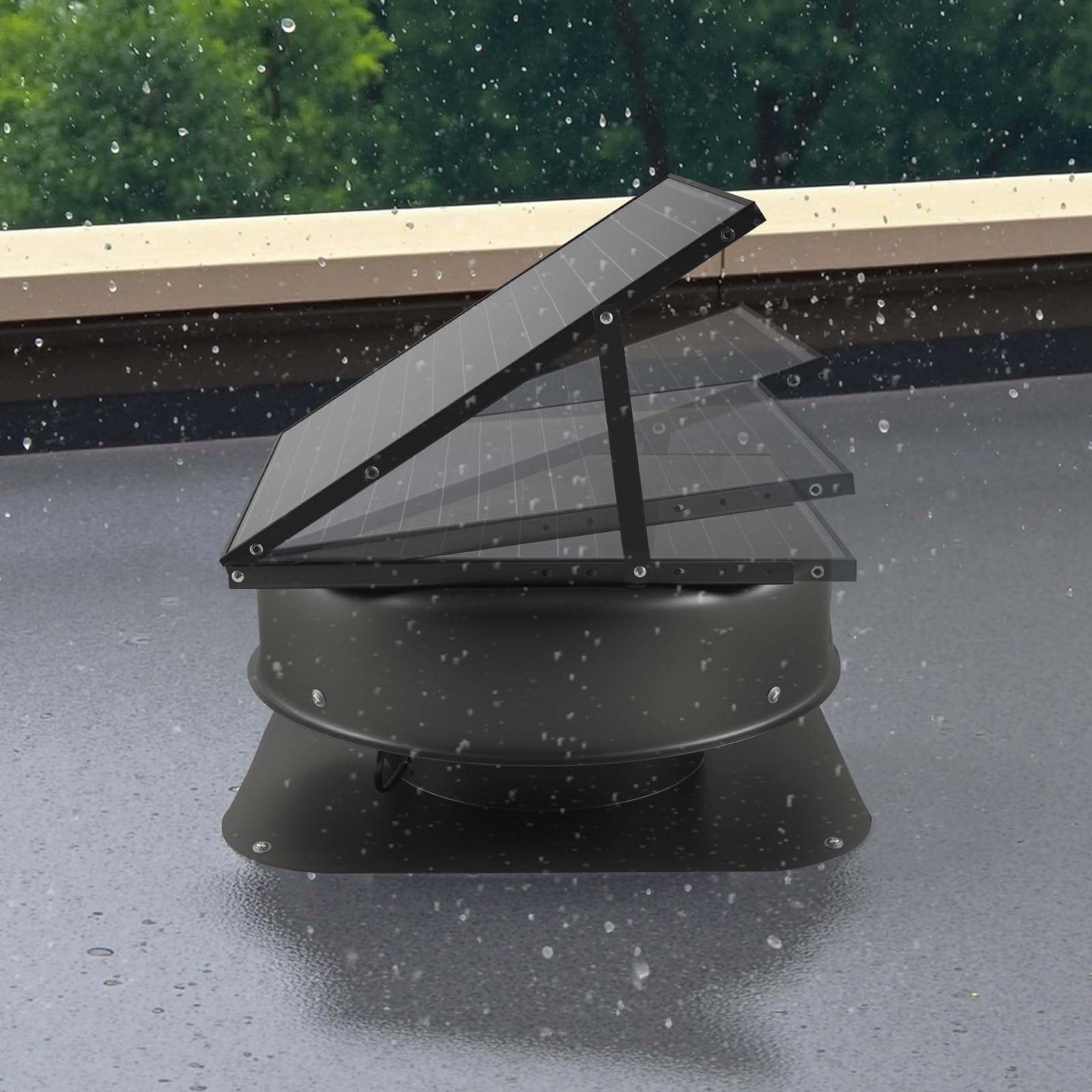 VEVOR Ventilador de Techo para Ático Solar Inteligente de 42 W con Termostato, Control Remoto, Flujo de Aire de 2800 CFM, Motor de CC sin Escobillas Incorporado para Refrigeración, Φ565 x 255 mm