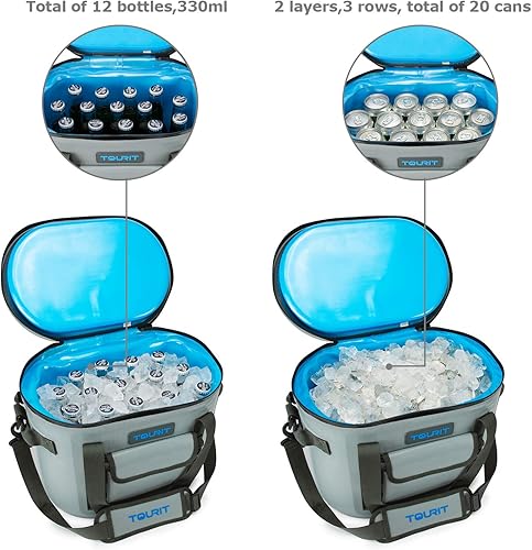 Miniatura 4 de TOURIT Enfriador suave de 3020 latas a prueba de fugas, bolsa térmica impermeable con aislamiento de lados suaves con enfriador para senderismo,