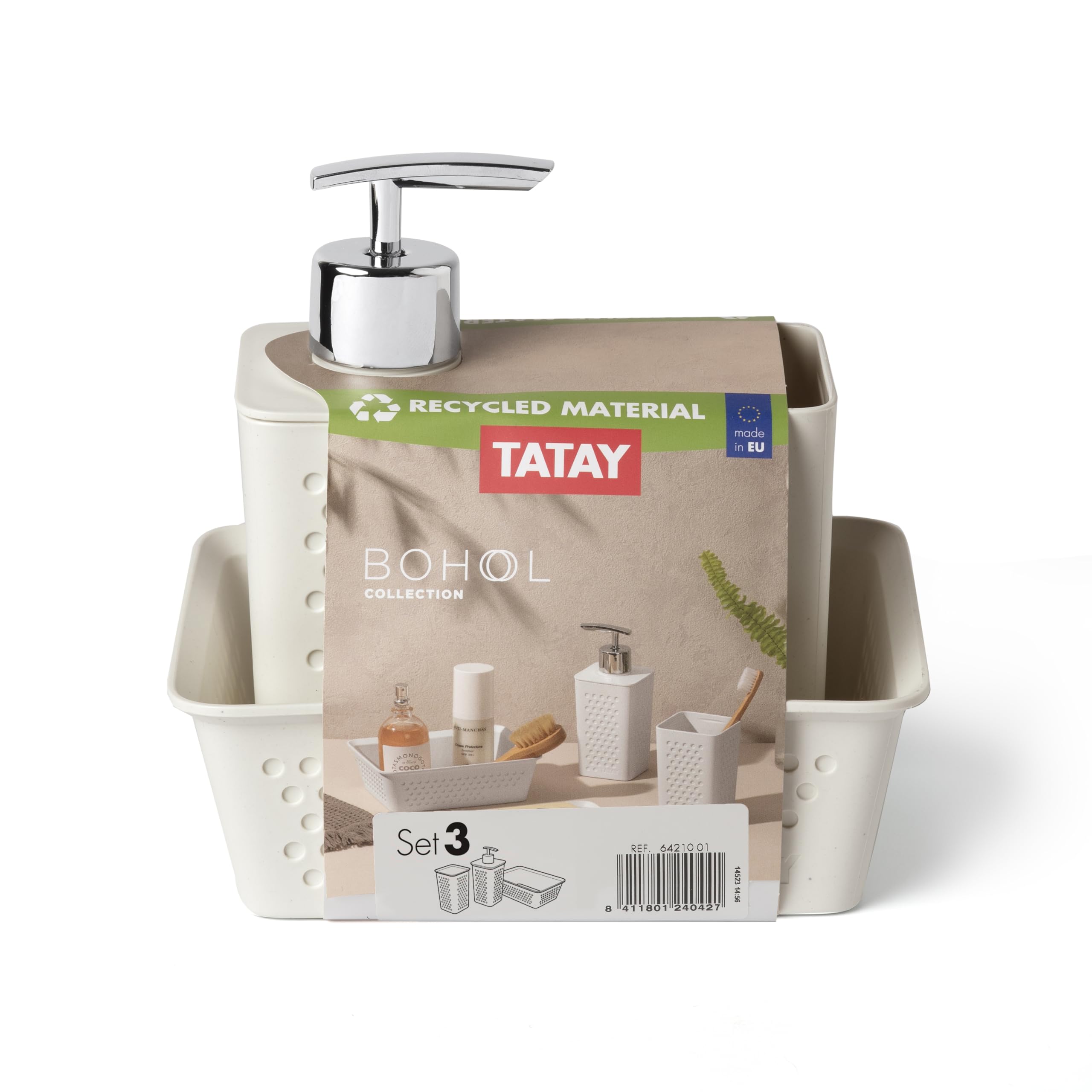 TATAY Set of 3pcs Bathroom Accessories (Tumbler + Dispenser + Organiser A6) Bohol, Polypropylene, BPA Free - Image 2