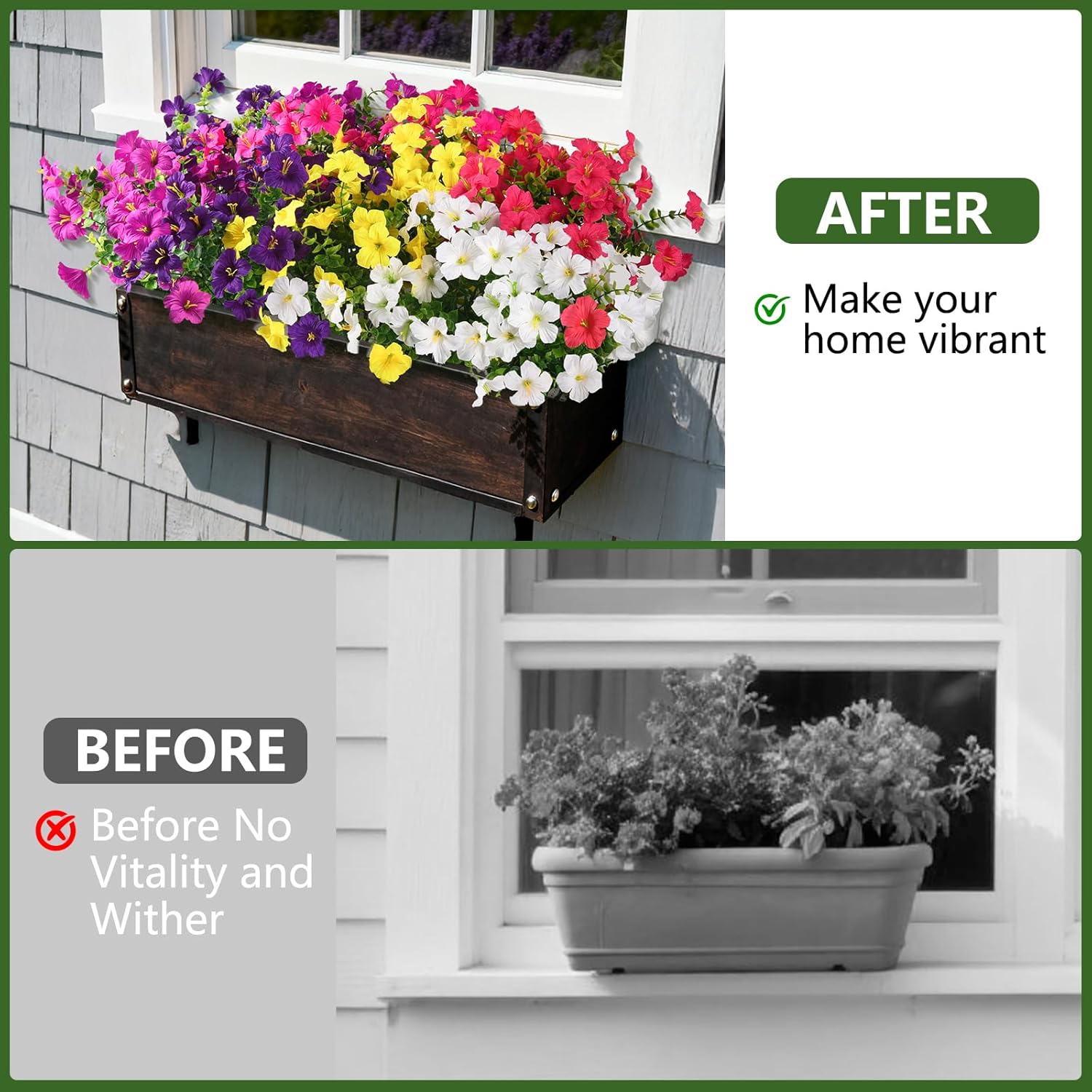 INQCMY Artificial Fake Flowers for Outdoors Decoration,12 Bundles Silk Colorful Morning Glory with Eucalyptus UV Resistant Look Real Faux Flowers for Planter Door Garden Porch Patio Balcony Yard