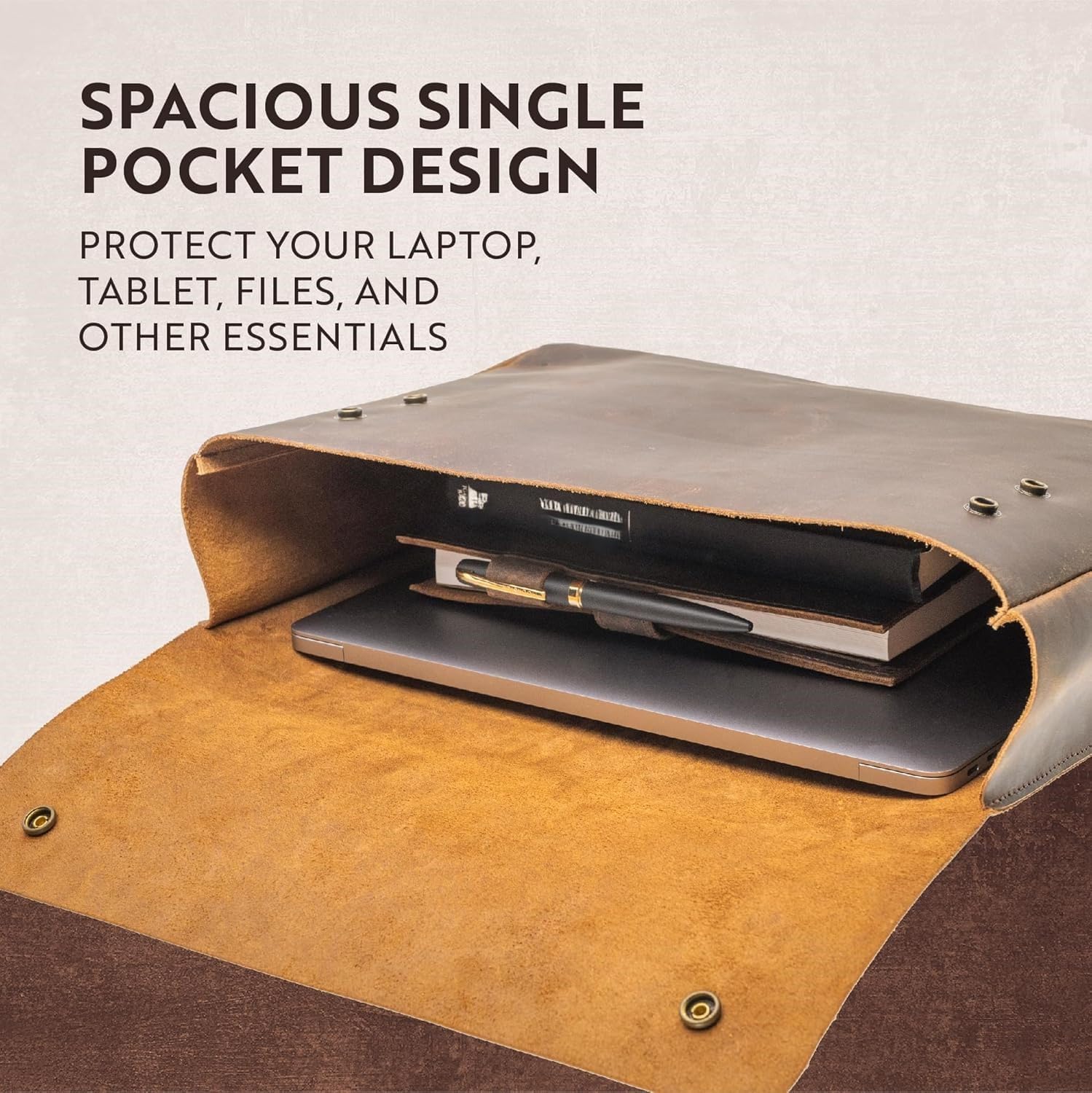 Leather File Folder Organizer Document Holder, File Case, A5 Binder, Envelope Portfolio, Leather Portfolio ,Spacious Leather Folio Laptop Sleeve Case for 13"14" 15" Laptops,Macbook & Tablets