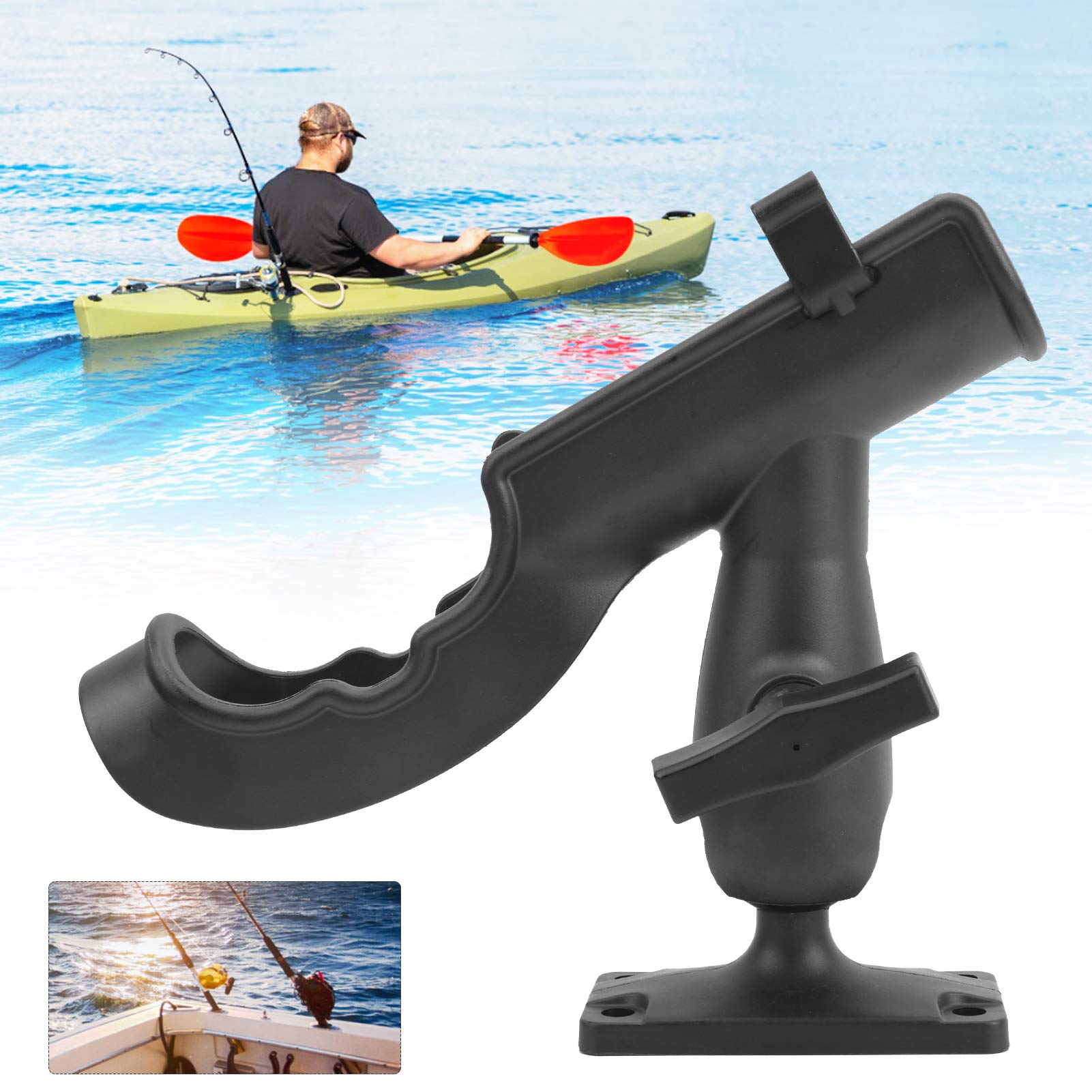 Supporto per Canna da Pesca, PVC Durevole per canne da Pesca Rack da Pesca Supporto per Stand con Tubo a innesto Rimovibile per canotto Gonfiabile Canoe Kayak (Nero
