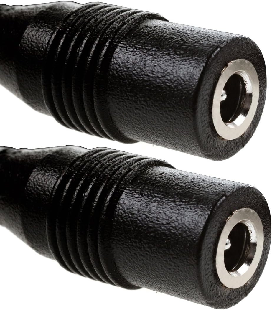EShine Extension Cable - Female to Female, 3.5mm x 1.35mm, for LED Under Cabinet Lighting with Wire Clips (3.3ft, Black)