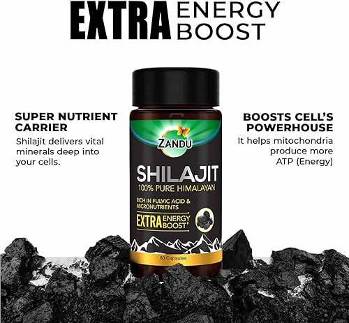 Miniatura 3 de Zandu Cápsulas Shilajit (60 cápsulas) infundidas con bondad de extractos naturales de Shilajit para mejorar la energía y la fuerza en los hombres,