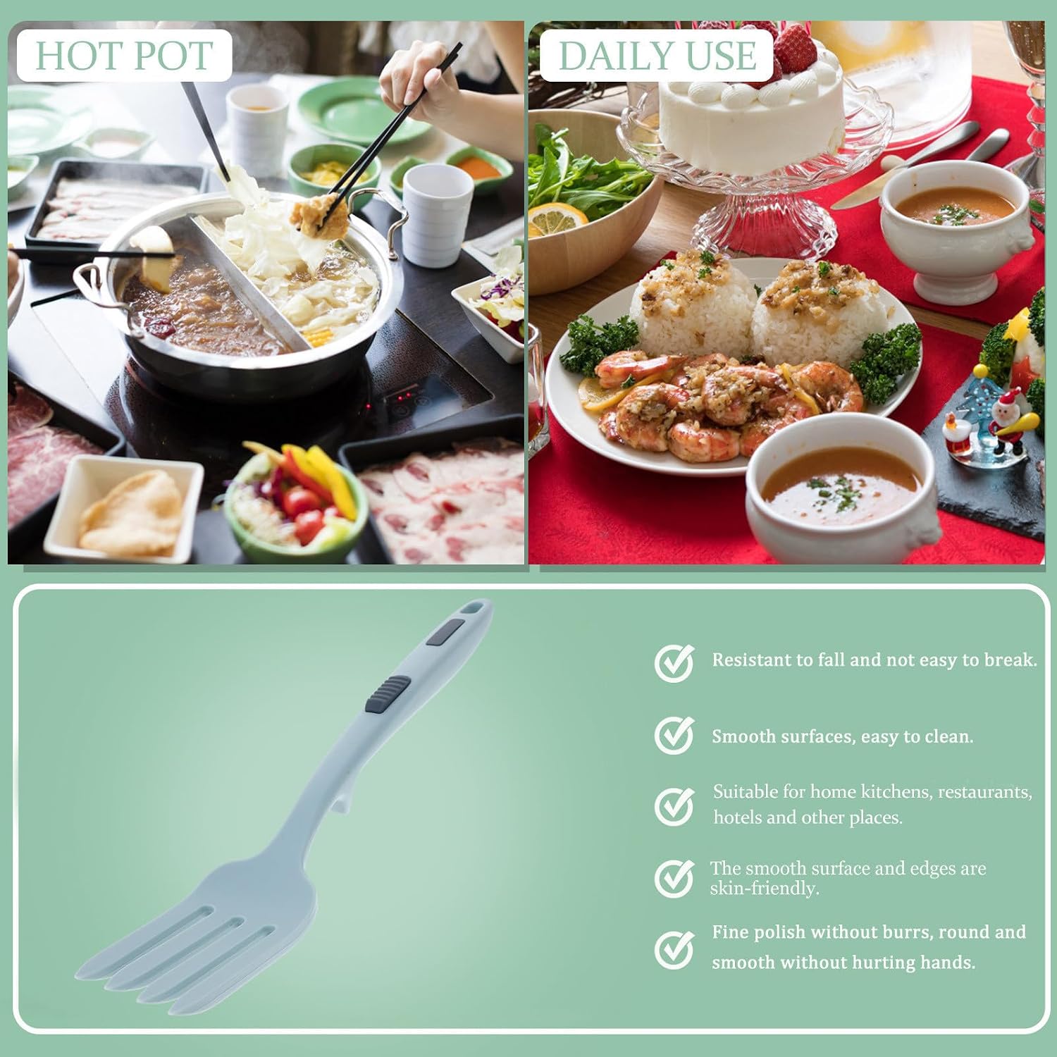 Silicone Cooking Fork for Pasta and Noodles, Large Kitchen Utensil