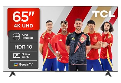 TCL 65V6C Televisor 65 Pulgadas 4K Smart TV LED, HDR, Google TV, Dolby Audio, Alexa y Google Assistant, Chromecast Built-in, Motion Clarity