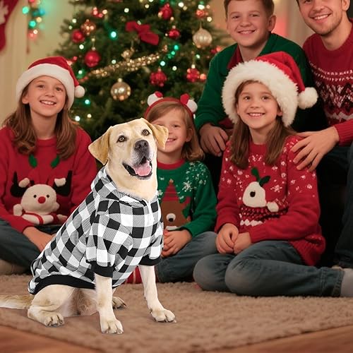 Miniatura 5 de KOOLTAIL Sudadera a cuadros con capucha para perro, ropa para mascotas, suéter con sombrero y bolsillo para perros pequeños, medianos y grandes,