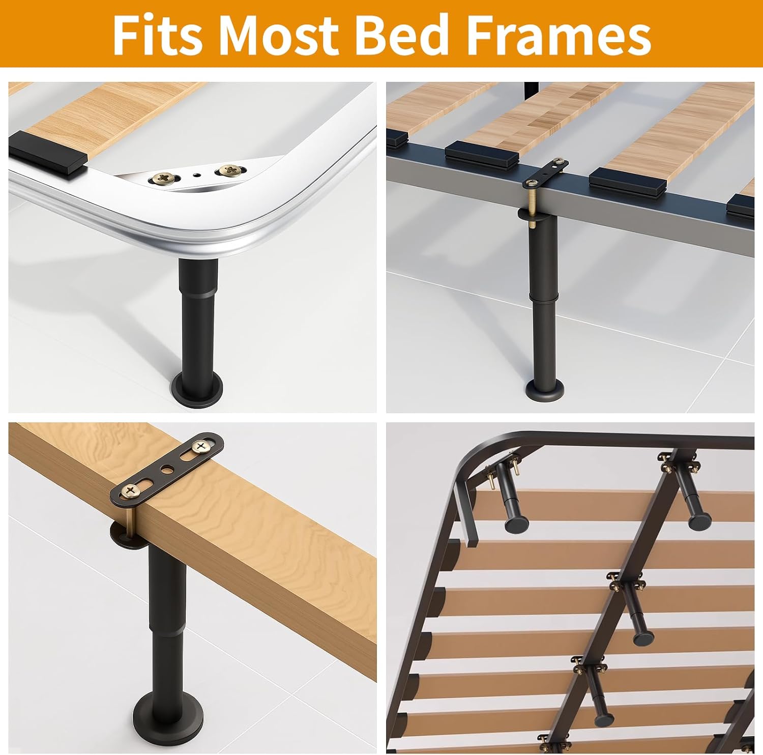 VinBee Bed Support Legs,Adjustable Bed Legs 7.08–13 inch,Adjustable Furniture Legs Heavy Duty Bed Frame Support Leg Replacement for Furniture & Platform Slat Supports 4 Pack
