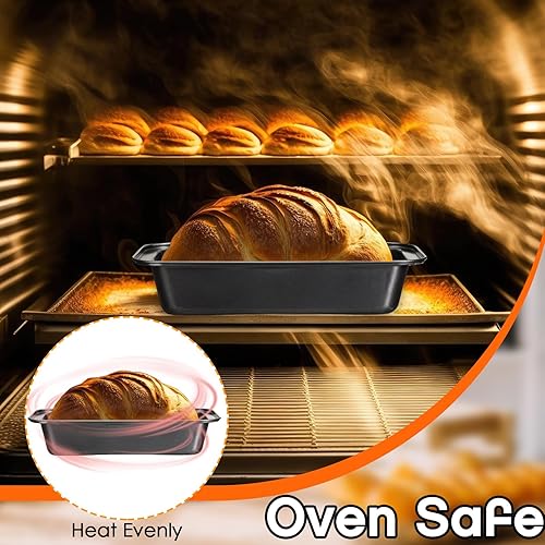 Miniatura 5 de Sliner 6 moldes para pan, 12 x 5 pulgadas de largo, antiadherente, de acero inoxidable, rectangular, para tartas, pan, pan, para pasteles de carne,