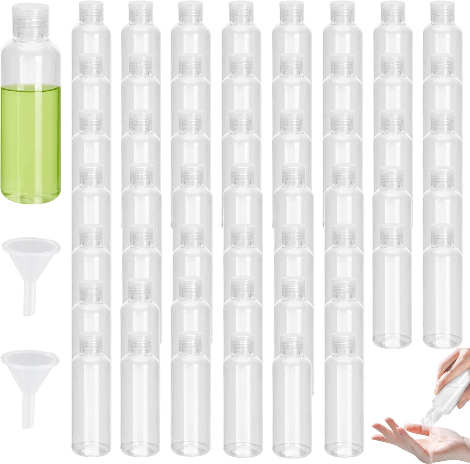 60 Pcs 3.4 oz Travel Bottles TSA Approved, 100 ml Plastic Travel Bottle with Flip Cap, Refillable Travel Squeeze Bottles Empty for Shampoo, Liquid, Oils