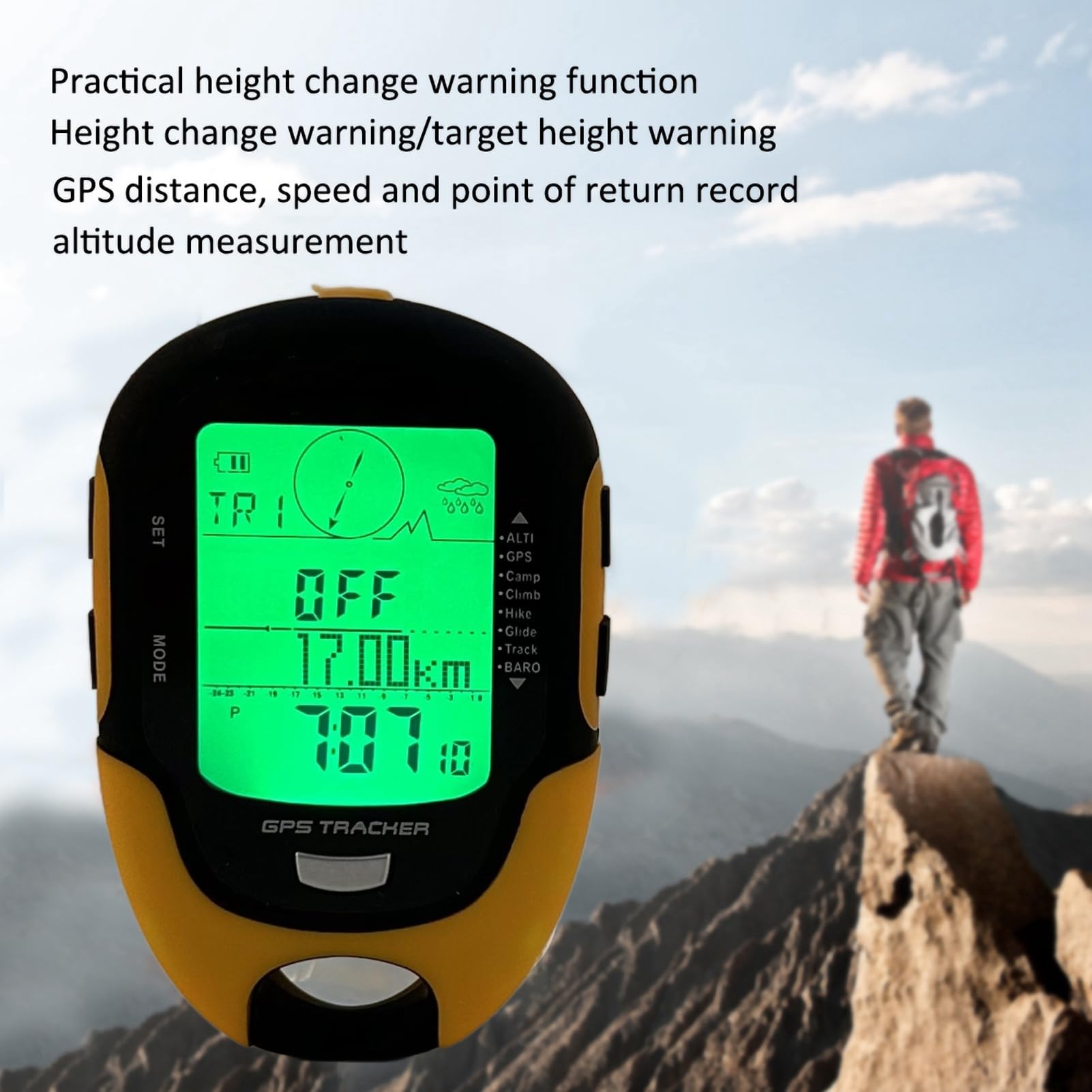 Chrees FR510 ABS IPX4 WASGERFORTE GRADE OUTTOOR -NAVIGATION Höhenmesser Temperaturfeuchtigkeit Kompass GPS Elektronischer Höhenmesser GPS Elektronischer