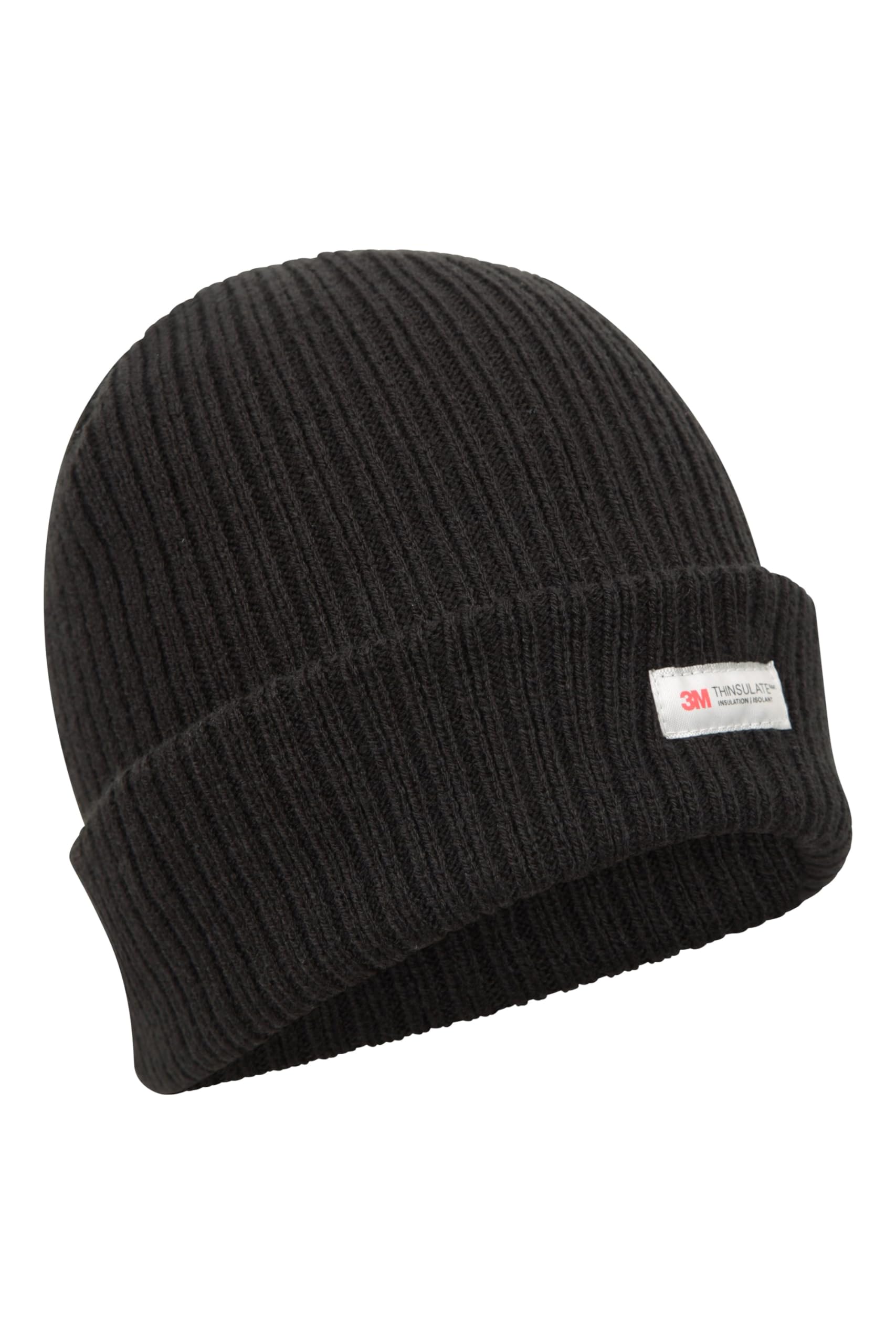 Mountain Warehouse Thinsulate Knitted Beanie - Soft, Smooth Hat, Double Lined Black (Ribbed Knit) M - L