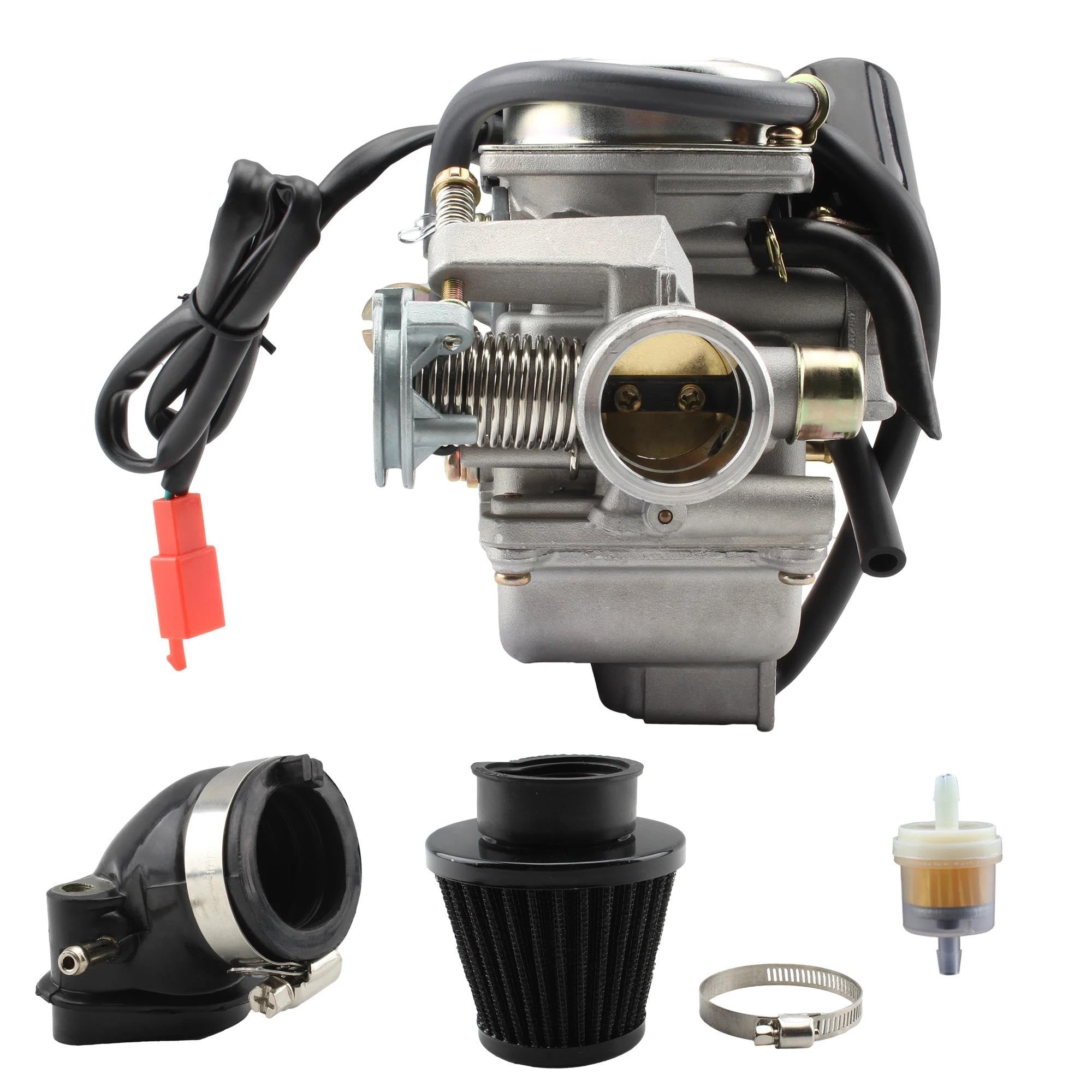 Carburador Repuesto para GY6 125cc 150cc 152QMI 152QMJ 157QMI 157QMJ PD24J Carburador Motocicleta con Filtro Aire Tubo Entrada(Kit 1)