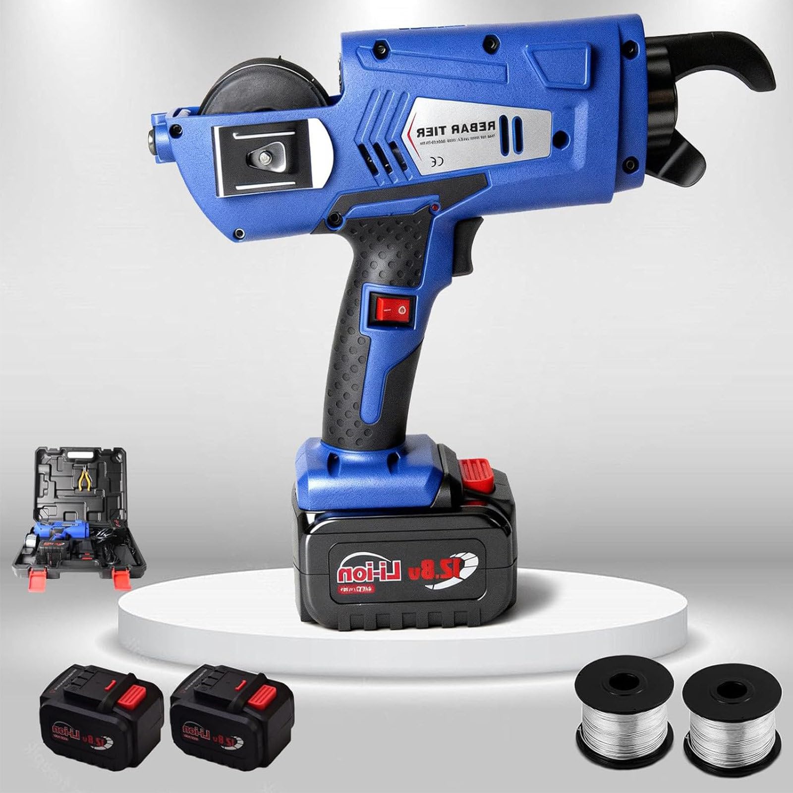 SOTIKARERY Rebar Tying Machine - Automatic Rebar Tie Gun, Electric Cordless Wire Twister Tool, 2pcs 4400mAh Battery Powered, 1-10 Tightness Adjustable for Φ 0.3" to 1.3" Rebars