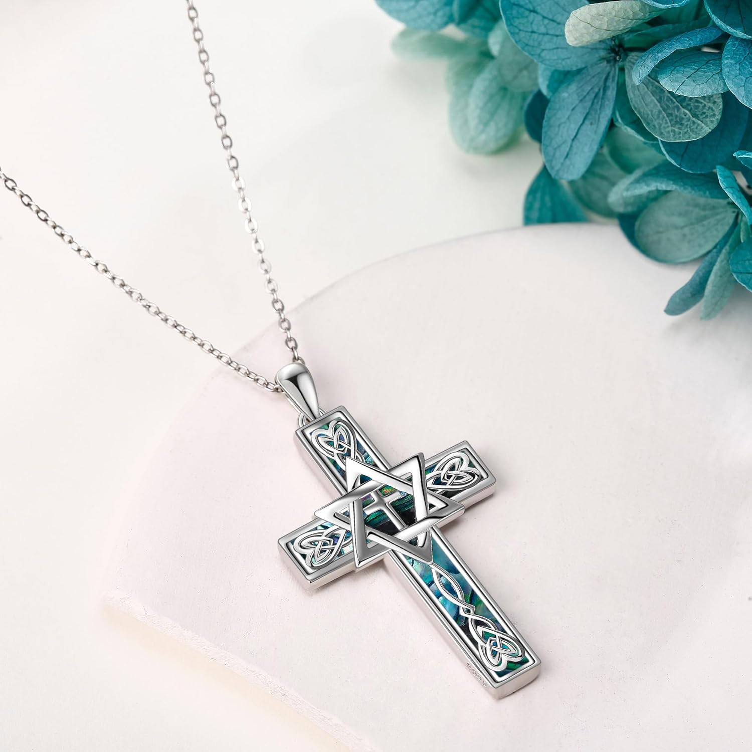 YFN Sterling Silver Star of David Cross Tree of Life Pendant Necklace Jewish Judeo Christian Religious Jewelry for Women Men - Image 3