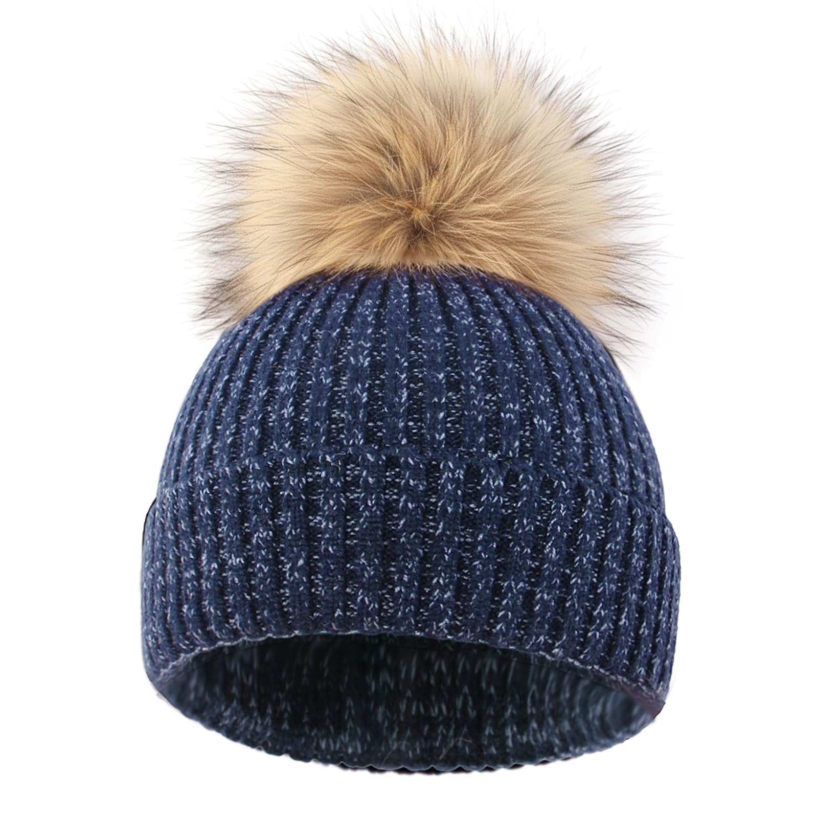 DRESHOW Baby Kleinkind Beanie Kinder Wintermützen Kinder Weich Stricken Unisex Mütze für Jungen und Mädchen mit Süße Bommel Warme Mützen