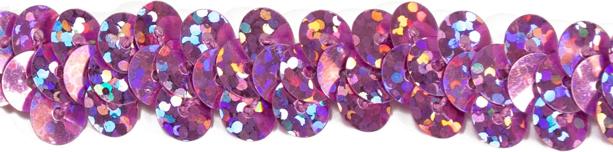 Trims By The Yard 5-Row Starlight Hologram Sequin Stretch Trim, 1 3/4