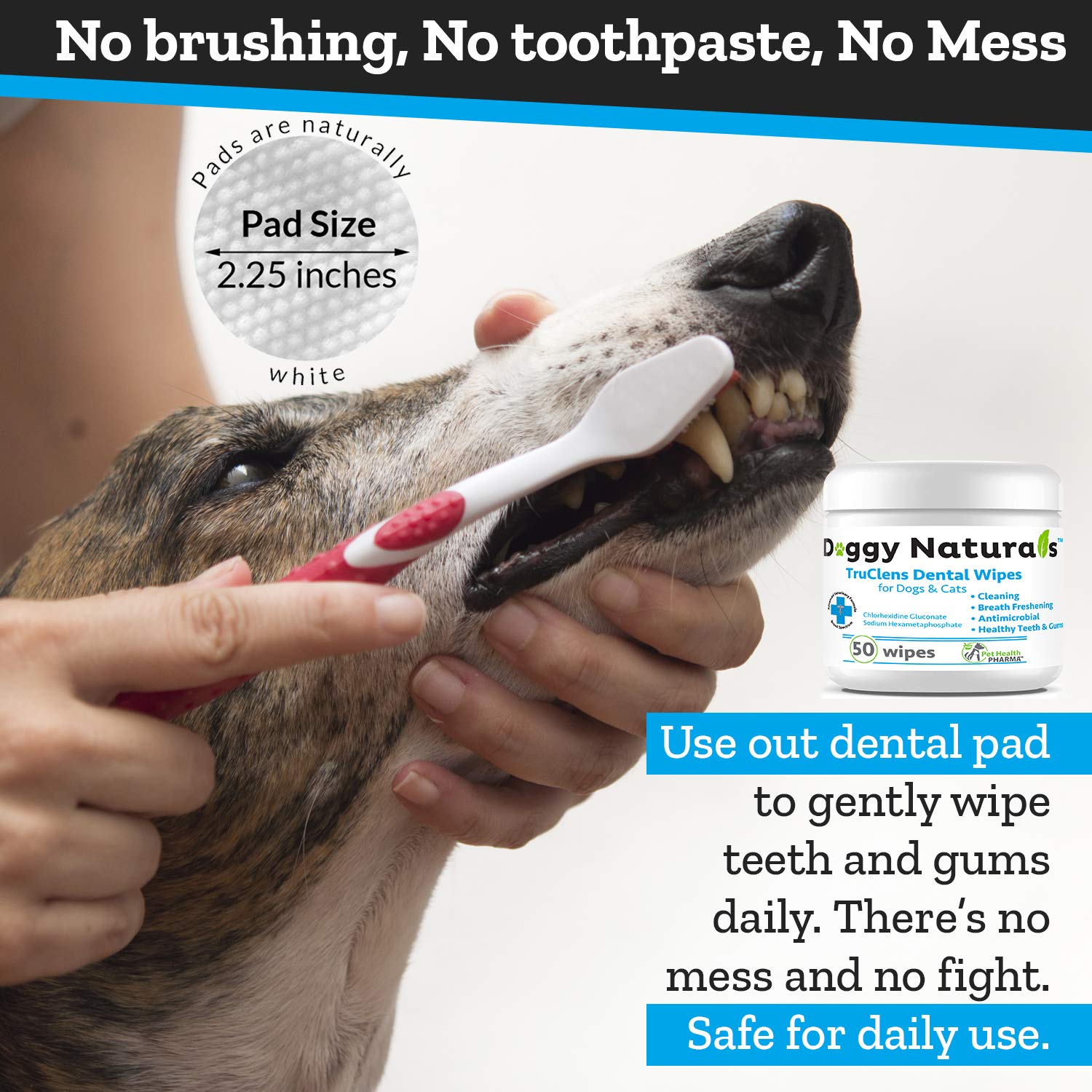 Dental Wipes for Dogs and Cats Pads with Chlorhexidine and Sodium