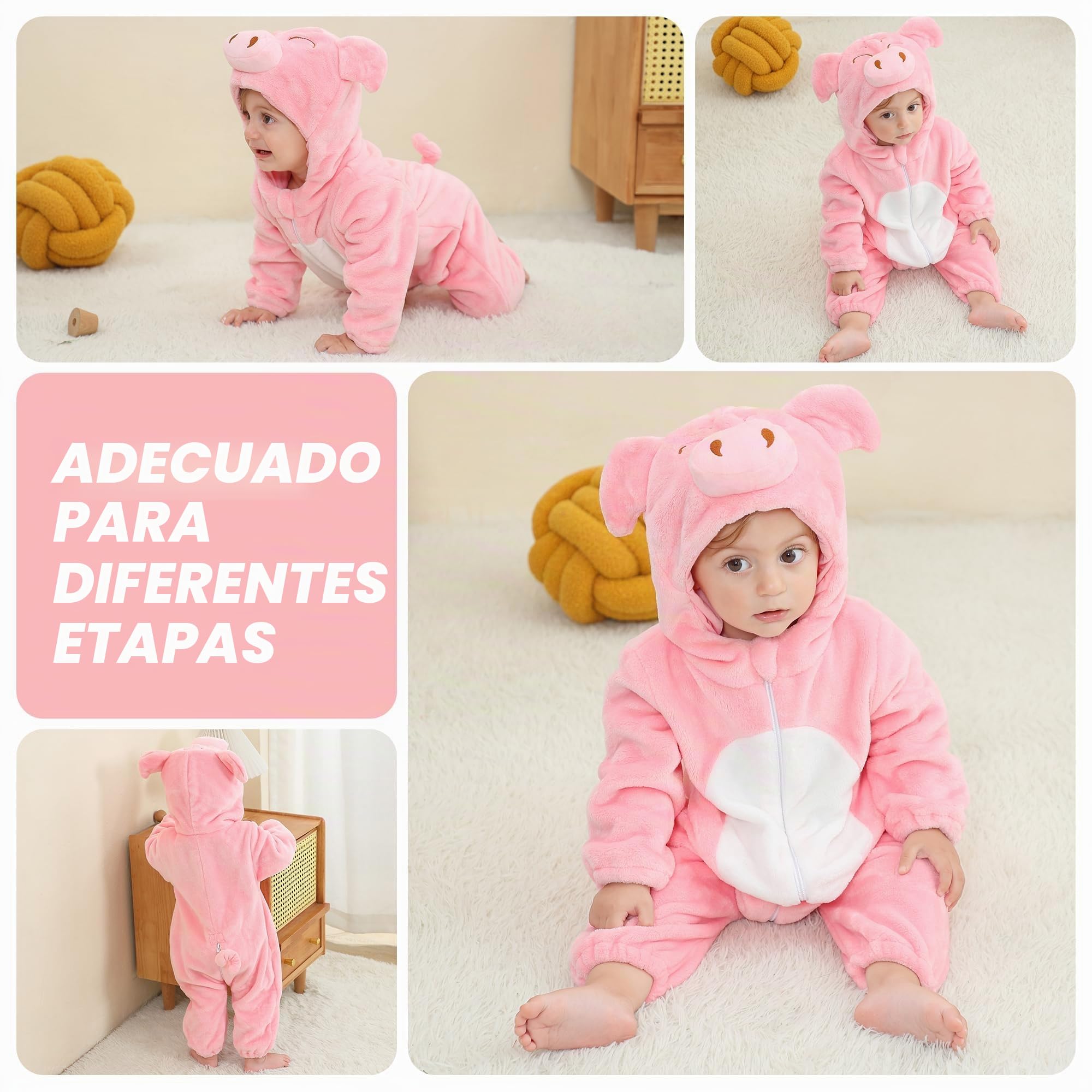 Traje de Cosplay de Halloween para Bebé Unisex con Capucha y Estampado de Animales 2-36 Meses