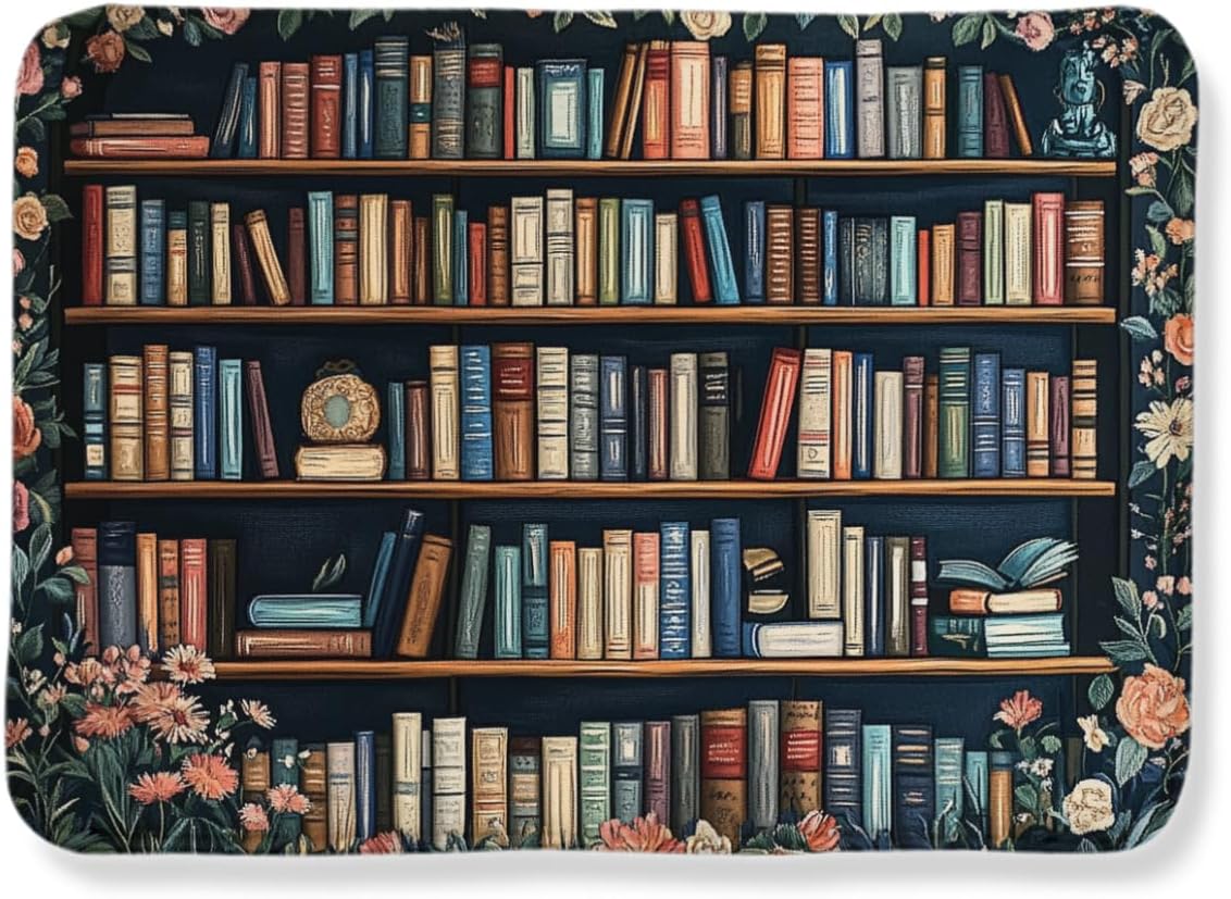 Vintage Library Bookshelf Bookworm Carpet, Soft and Durable, 24x36inch