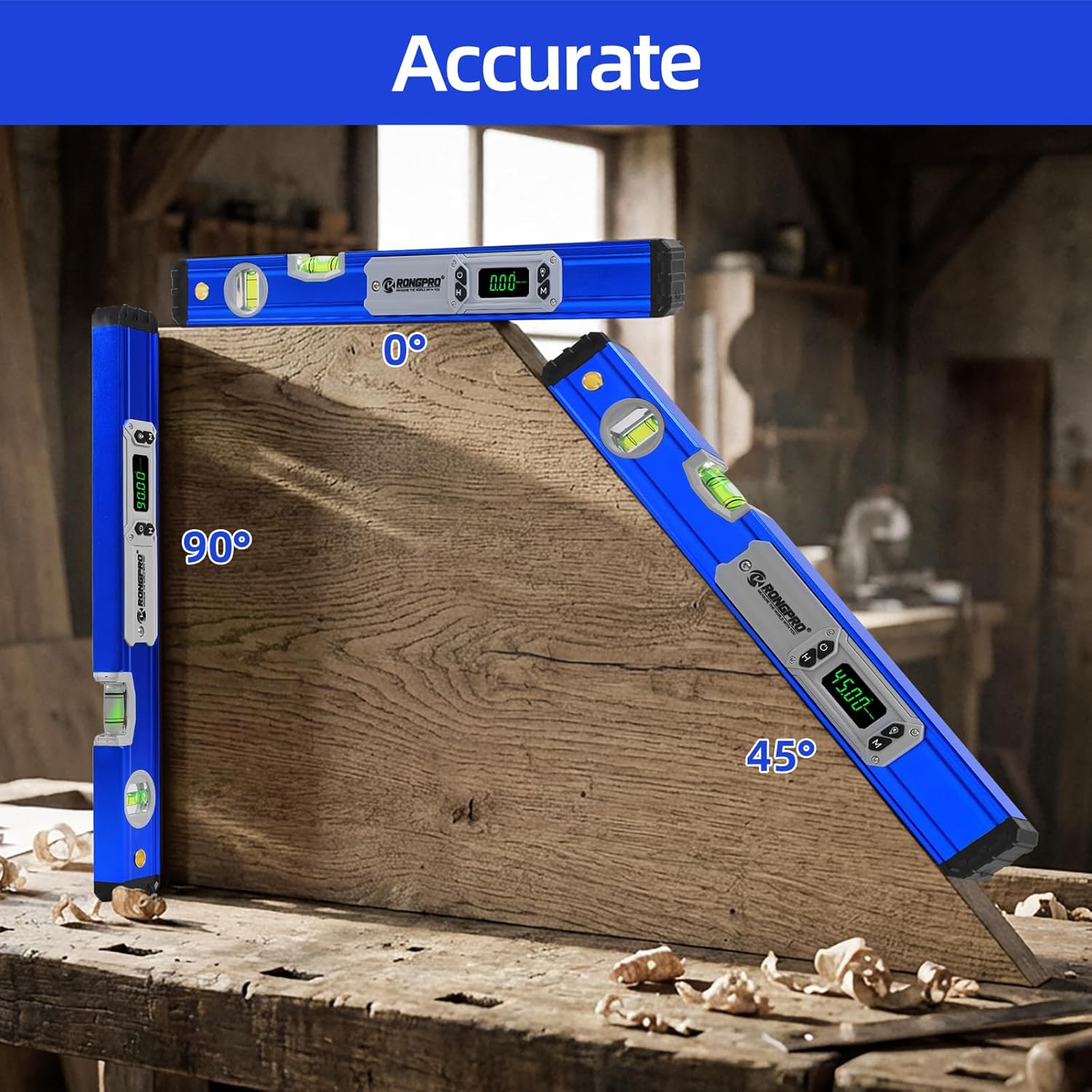 16Inch Digital Level with LCD Display - Aluminum Angle Finder 90°/180°Bubbles with Auto Ligth Up, Inclinometer with Magnetic & Audio Indicator for Woodwork & Home Drainage Leveling.