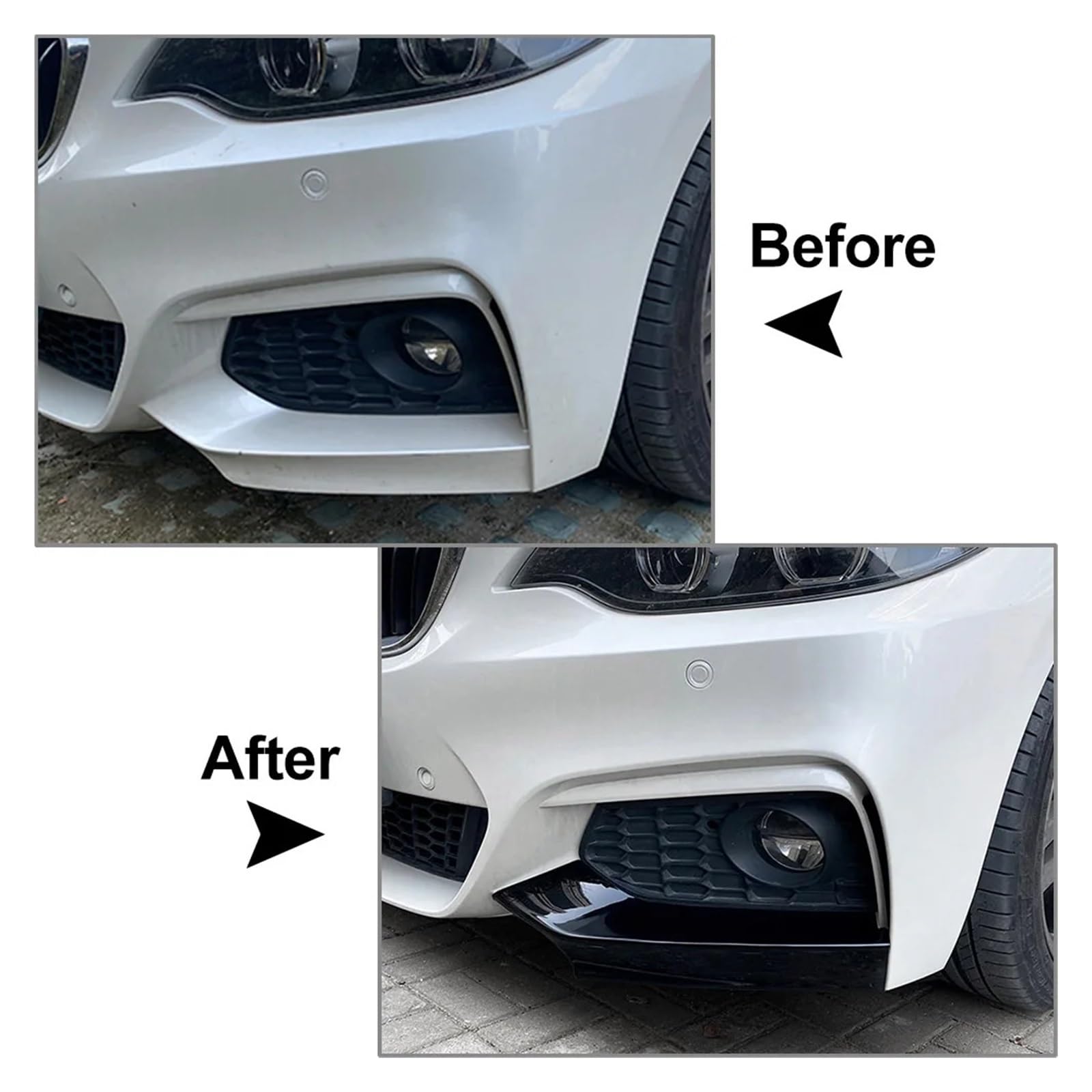 NEGRO 1 Pair Car Front Bumper Spoiler Trim,Fit For, 2 Series F22 F23 Fit for M, Sport 2014-2022 Car Side Air Vent Splitter Lip przedni zderzak pojazdu(Carbon Fiber Black)