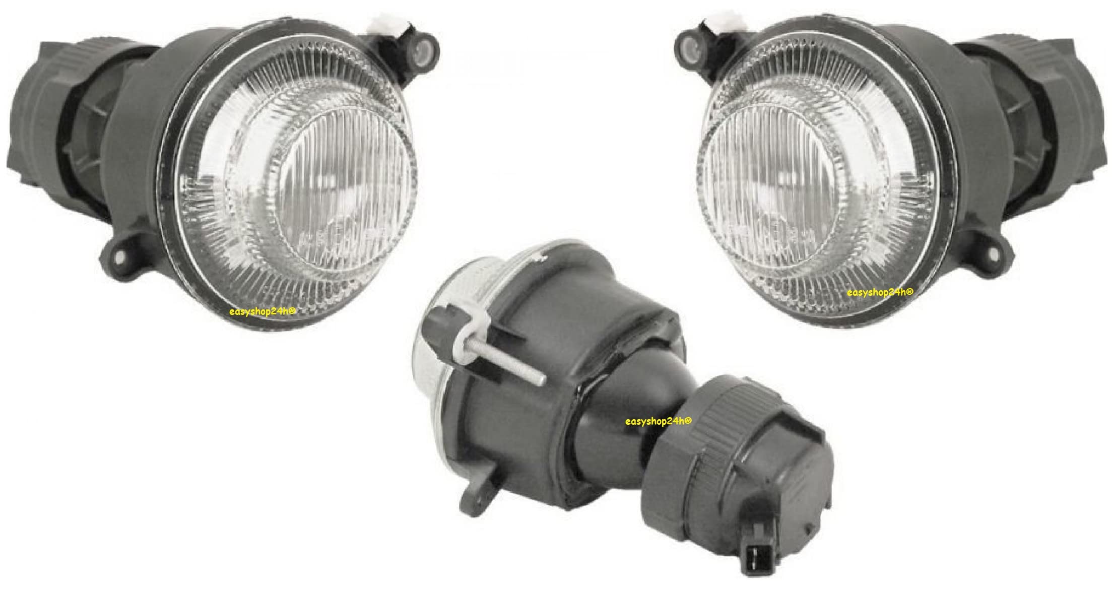 Set 2 Faro Fanale Proiettore Fendinebbia Sinistro e Destro Compatibile Per Smart Fortwoo 450 451 da 1998 a 2007 Cromato Lampadina Alogena H3 Fanalino Faretto Antinebbia Anteriore
