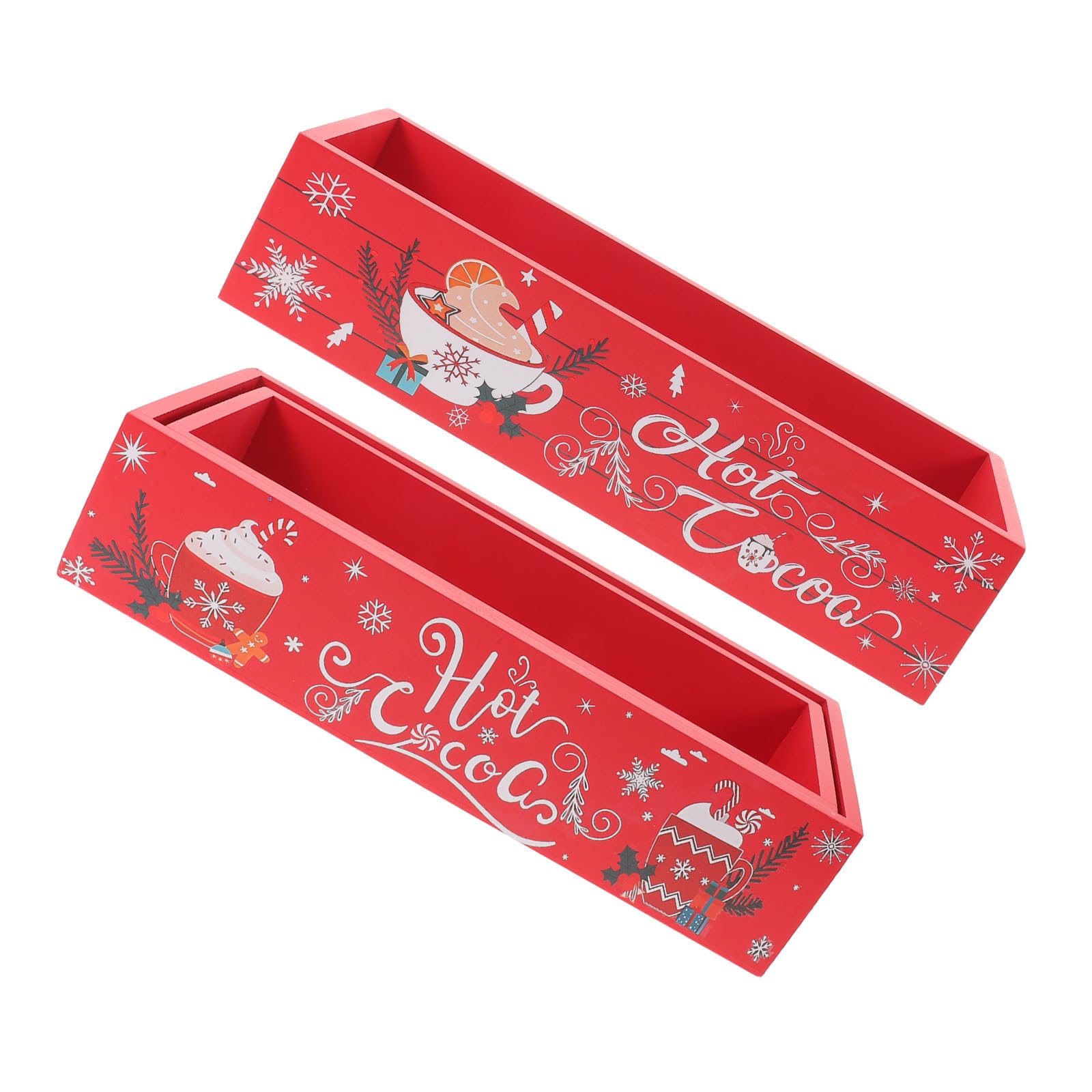 VALICLUD 2 Piezas Caja Diseño Navideña de Madera Asa Almacenamiento de Roja Festivo Portátil de Navidad y Decoración de Centro de Mesa y Fiesta