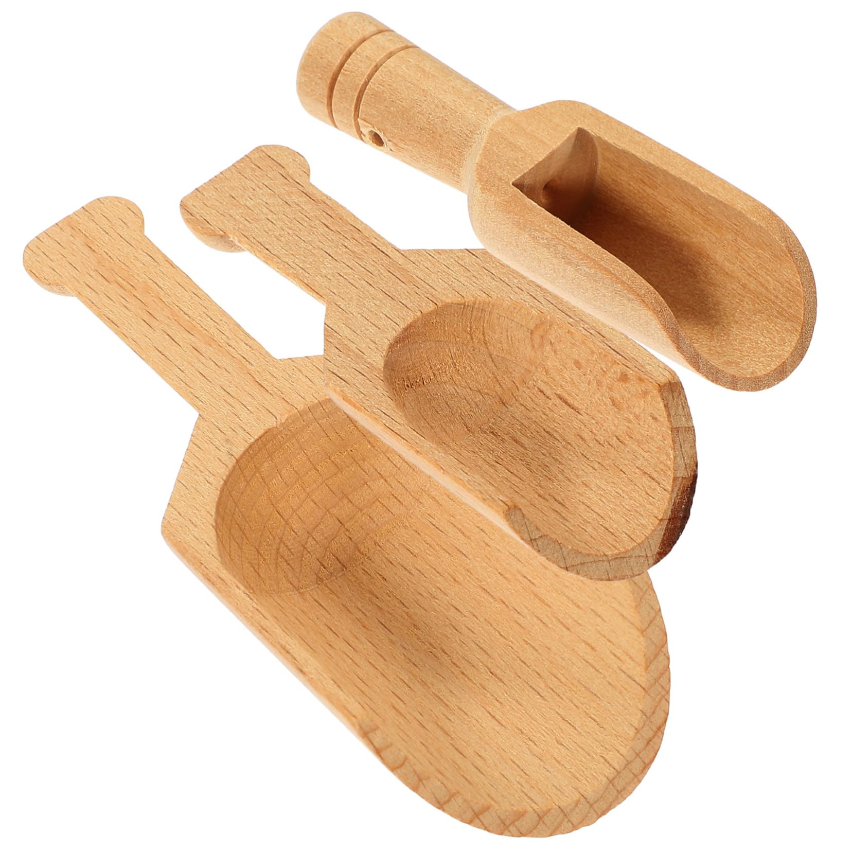 KICHOUSE 3Pcs Wooden Scoops for Bath Salt Tea and Powder Compact Japanese Style Spoons for Easy Measuring and Storage for Fertilizer and Seasoning Use
