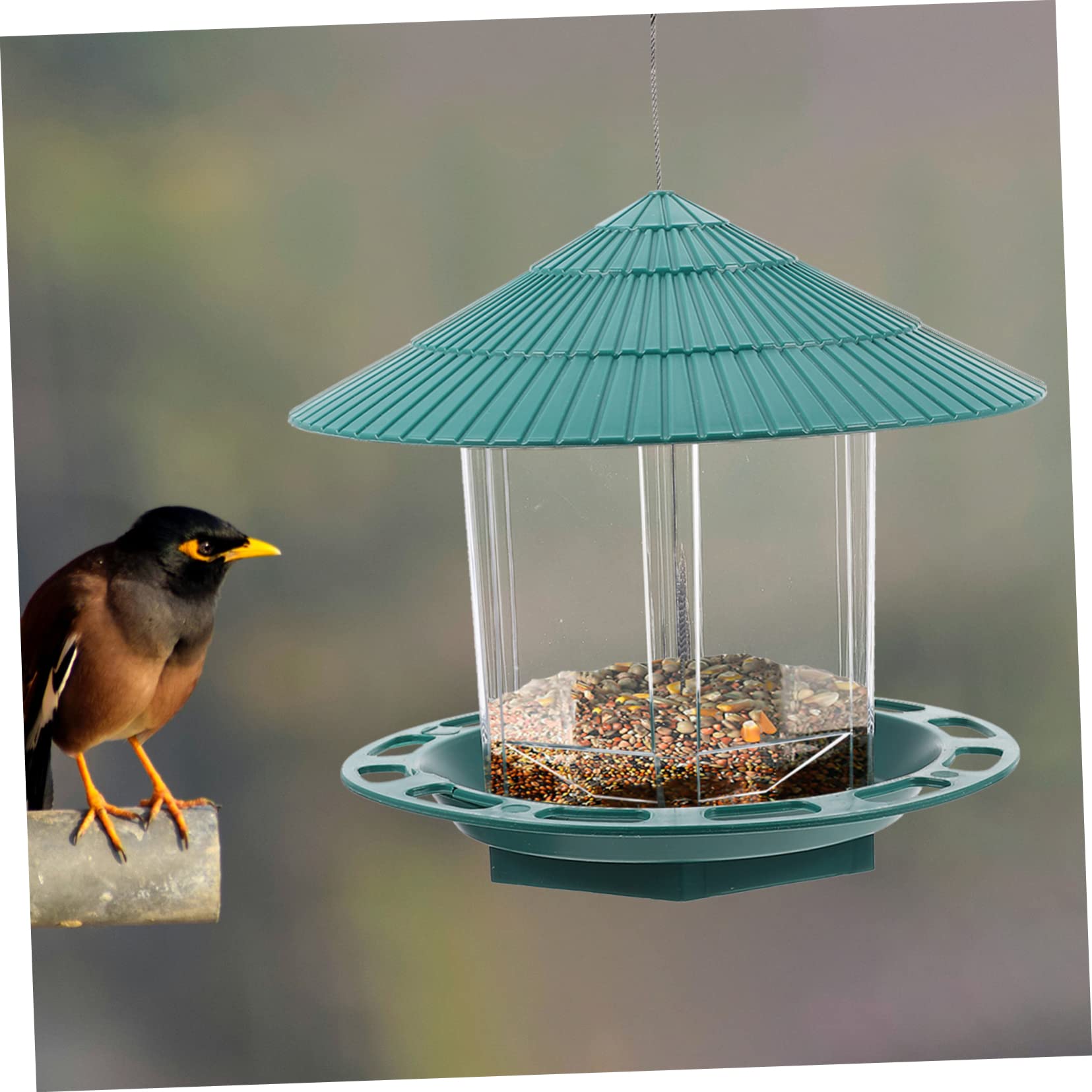 Hängende Vogelfutterstation Kunststoff Dekorativer Futterspender Für Wildvögel Im Garten Balkon Oder Patio Einfacher Nachfüllmechanismus Für Vogel-