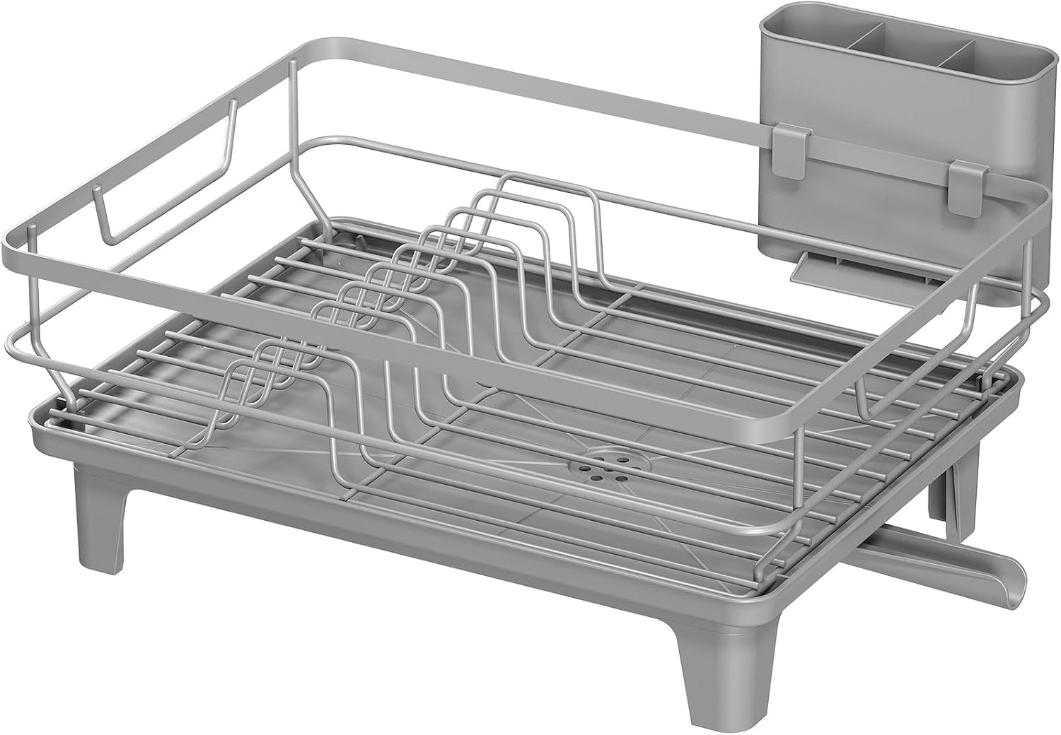 Dish Drying Rack for Kitchen Counter, Multifunctional Dish Drainer Rack, Kitchen Dish Rack, Sink Kitchen Dishes Strainer, Plate Rack with Drain Board, Cup Holder,and Cutlery Holder,Medium Size Gray