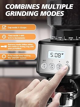 Homtone Stożkowy młynek do kawy elektryczny do portafiltra i