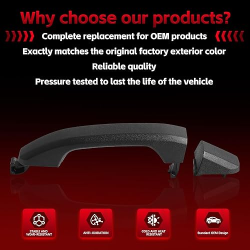 Miniatura 7 de FAERSI Manijas de puerta exteriores exteriores traseras izquierda derecha reemplazos para Chevrolet Silverado 2014 2015 2016 2017 2018, 2014-2018,