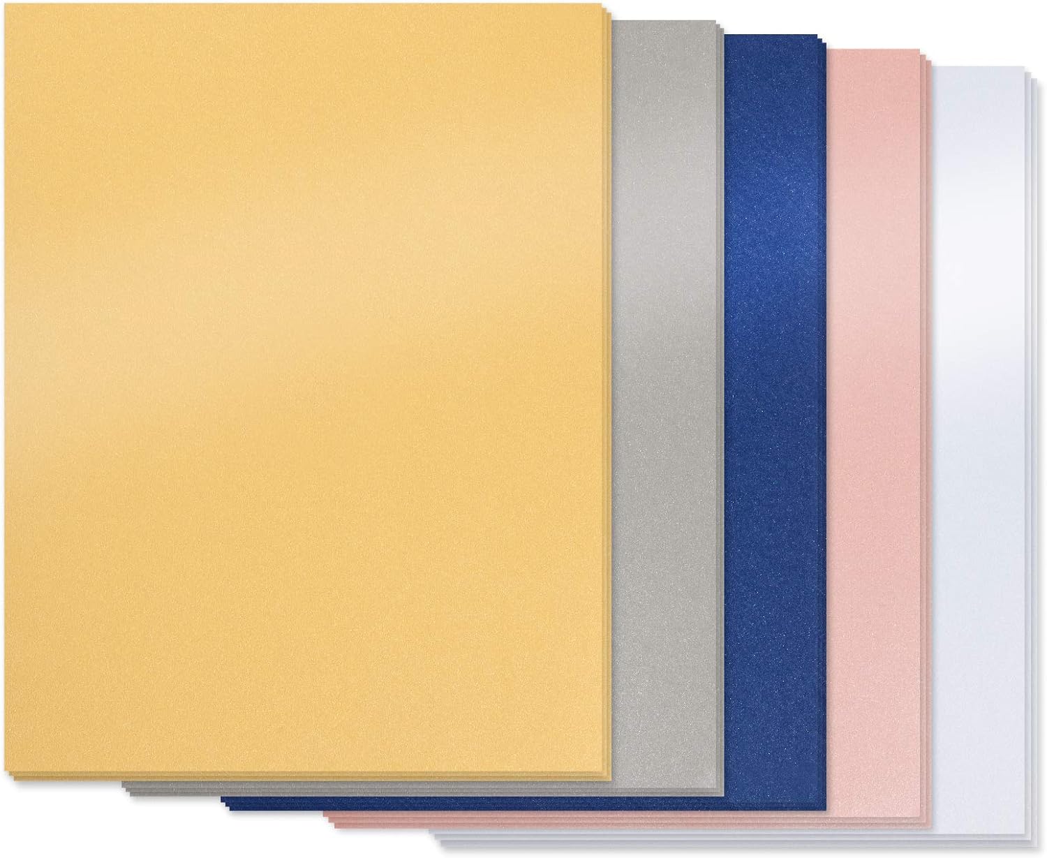 Metallic Paper - 100-Pack Assorted Shimmer Paper, Paper Crafting Supplies, Perfect for Flower Making, Ticket, Invitation, Stationery, Scrapbook, Printer Friendly, 80lb Text, 5 Colors, 8.5 x 11 Inches : Arts, Crafts & Sewing