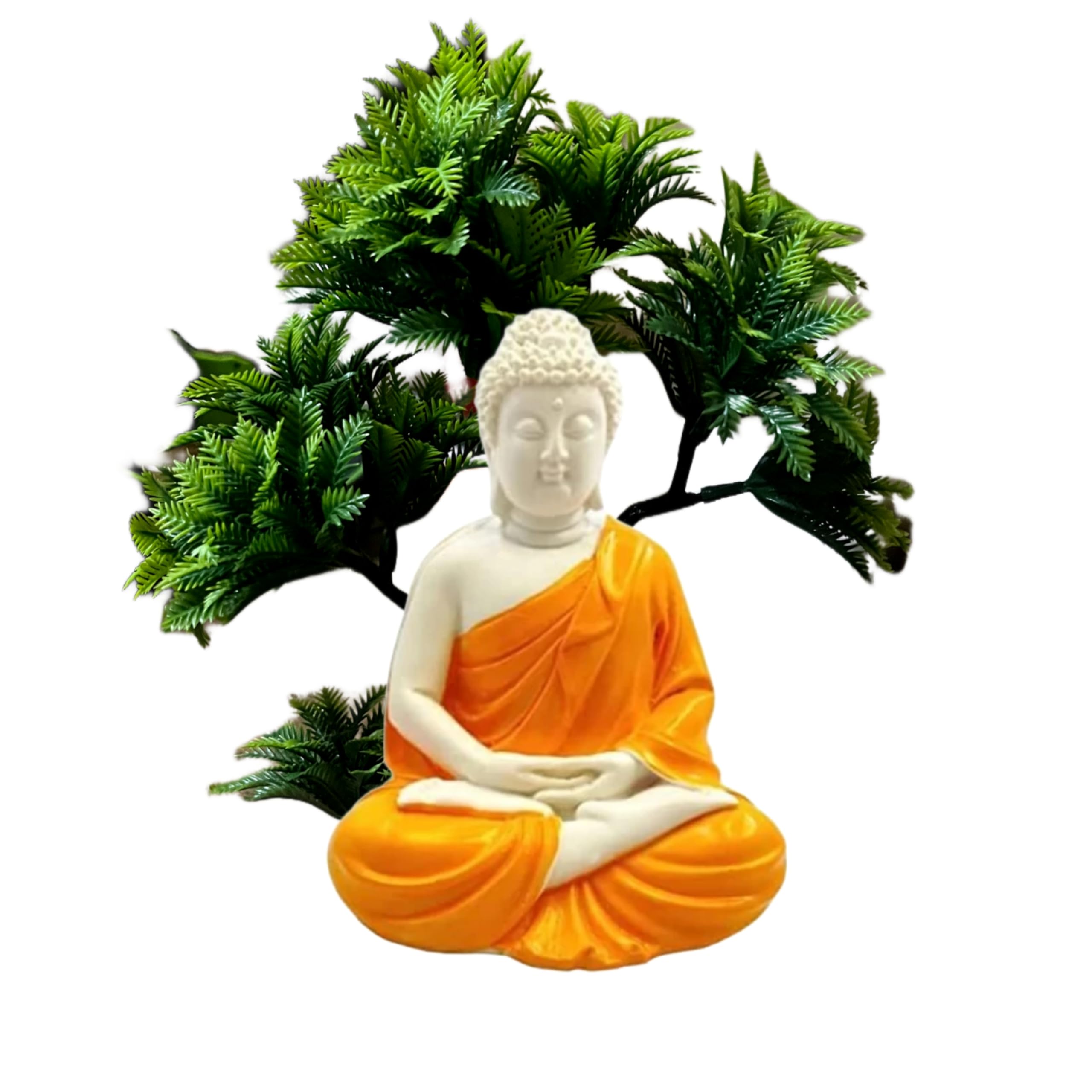 Mistletoe Handcrafted Dhyan Buddha Statue with Artificial Plastic Tree Plant Aquarium Pond Fountains and Water or Fish Tank (Orange) (B0CL7X1RSG) Amazon Price History, Amazon Price Tracker