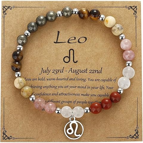 Zodiac Natural Stone Bracelet – Handmade Crystal Healing Bracelet with Zodiac Charm...