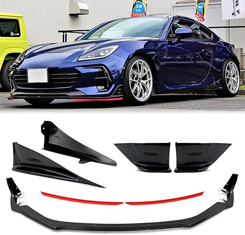 FREEMOTOR802 Compatible con Subaru BRZ Coupe 2022-2025 con borde delantero de 2 puertas + protector de labios rojo EPDM + delantales traseros +
