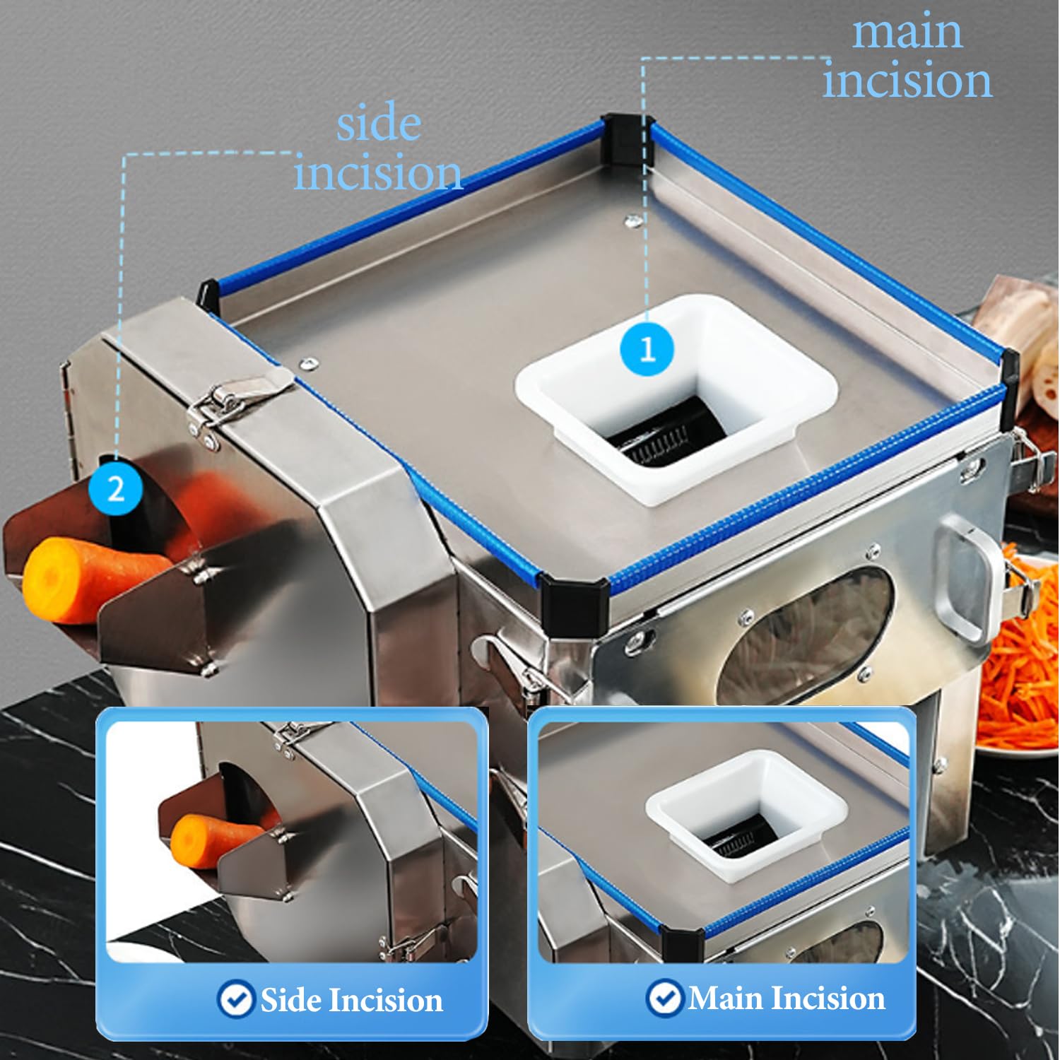 Affettatrice per Carne Professionale, affettatrice per Verdure e affettatrice per Carne Professionale, in Acciaio Inossidabile, per ristoranti e cucine domestiche, 3,5 mm,2.5mm