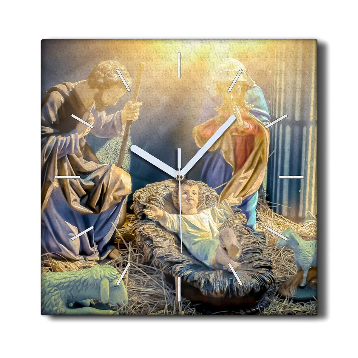 Horloge murale toile silencieuse 30x30 cm motif temple antique