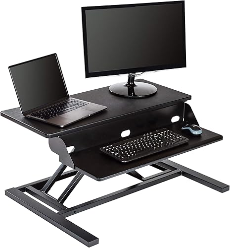 Elevador neumático para escritorios AirRise Pro, convierta tu escritorio en un standing desk en segundos, Negro